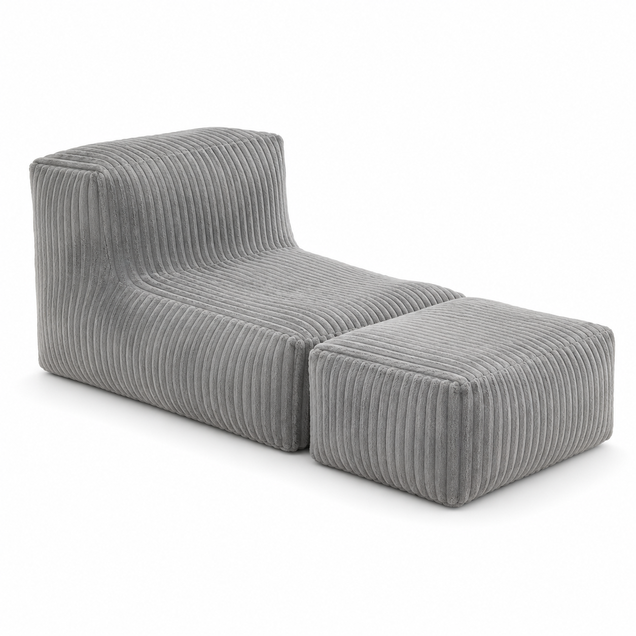 Stonebrook light grey floor lounger chair showing three quarter view isolated on white background