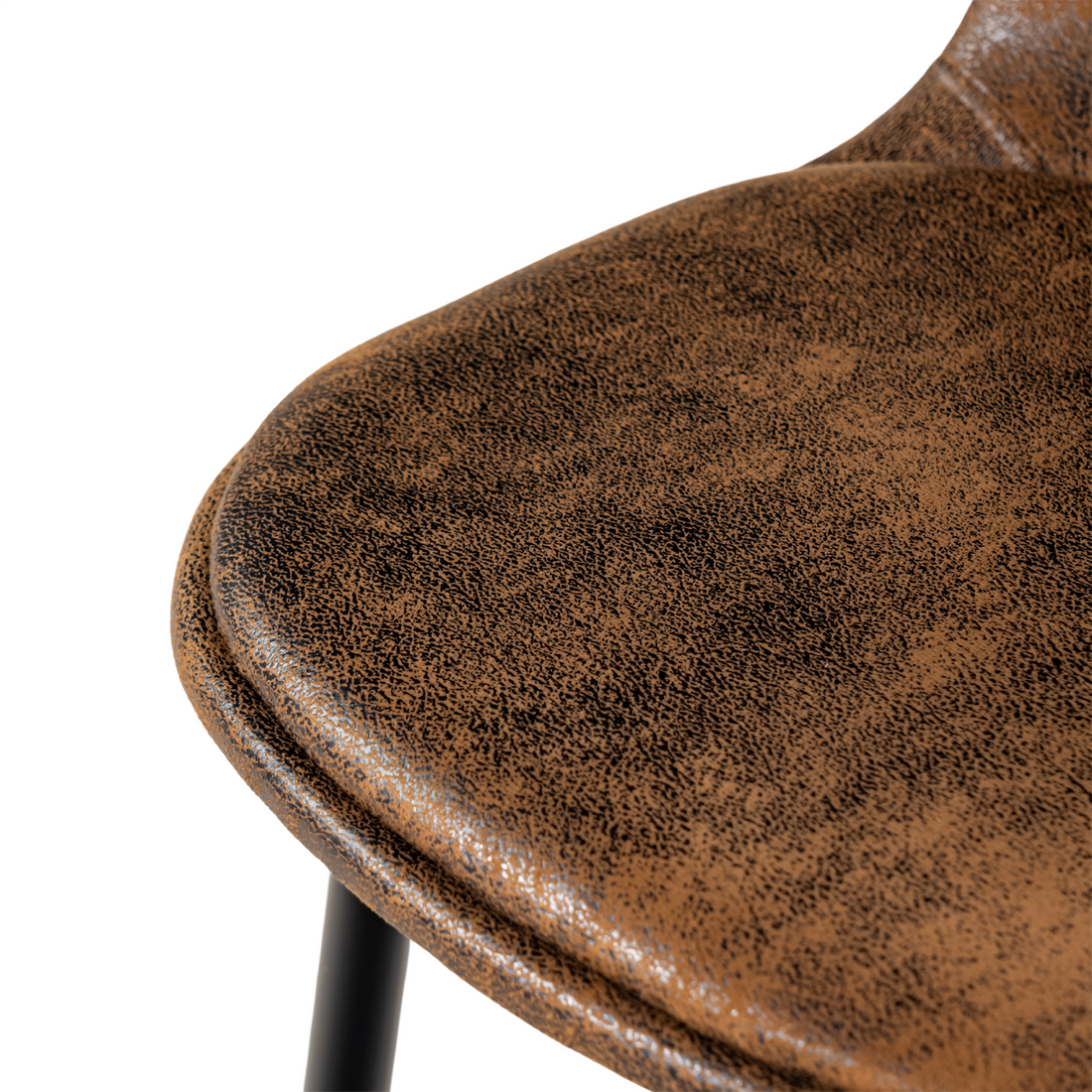 Sunflower suede brown dining chair showing seat cushion edge detail