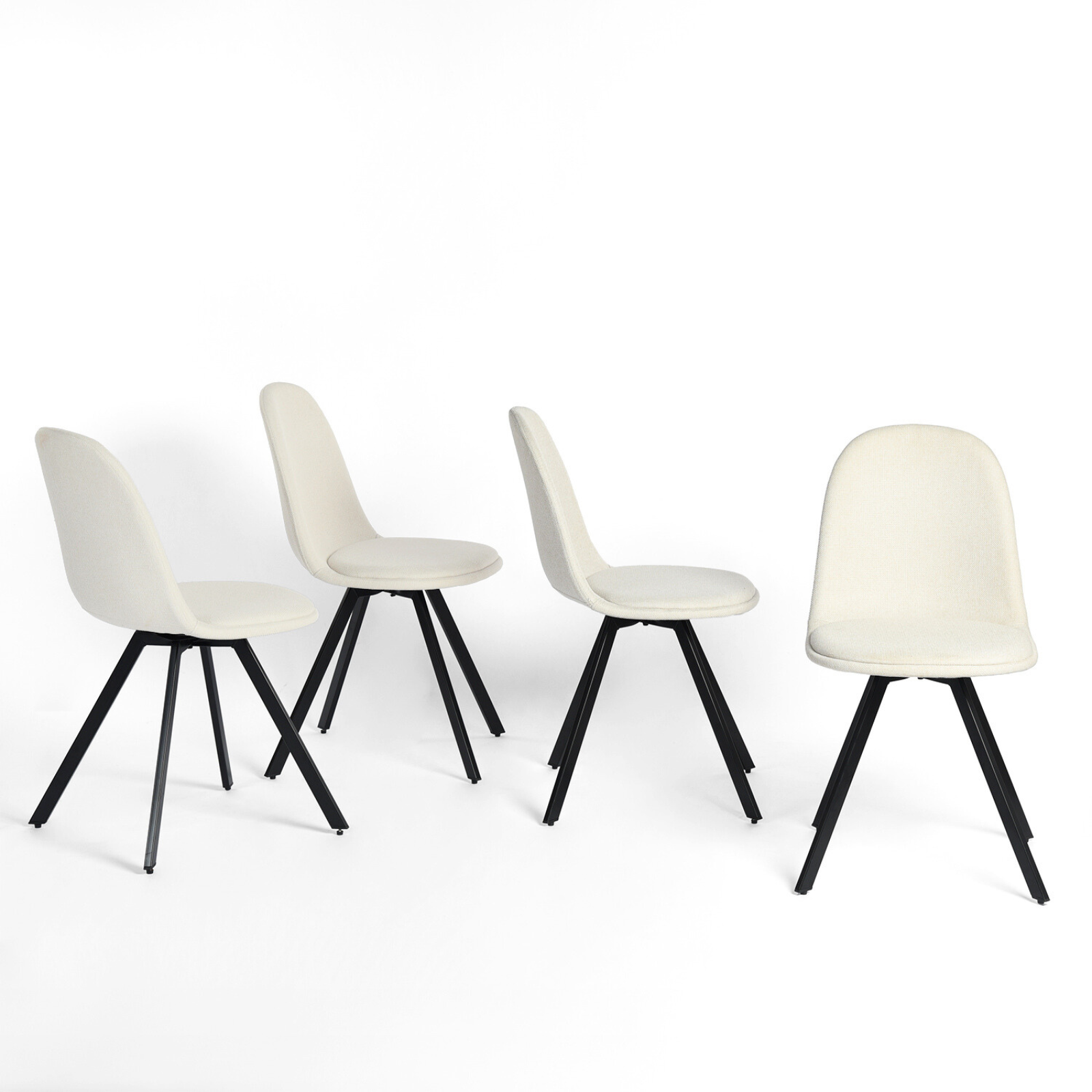 Sunflower beige swivel upholstered dining chairs with spider leg base set of 4 on white background