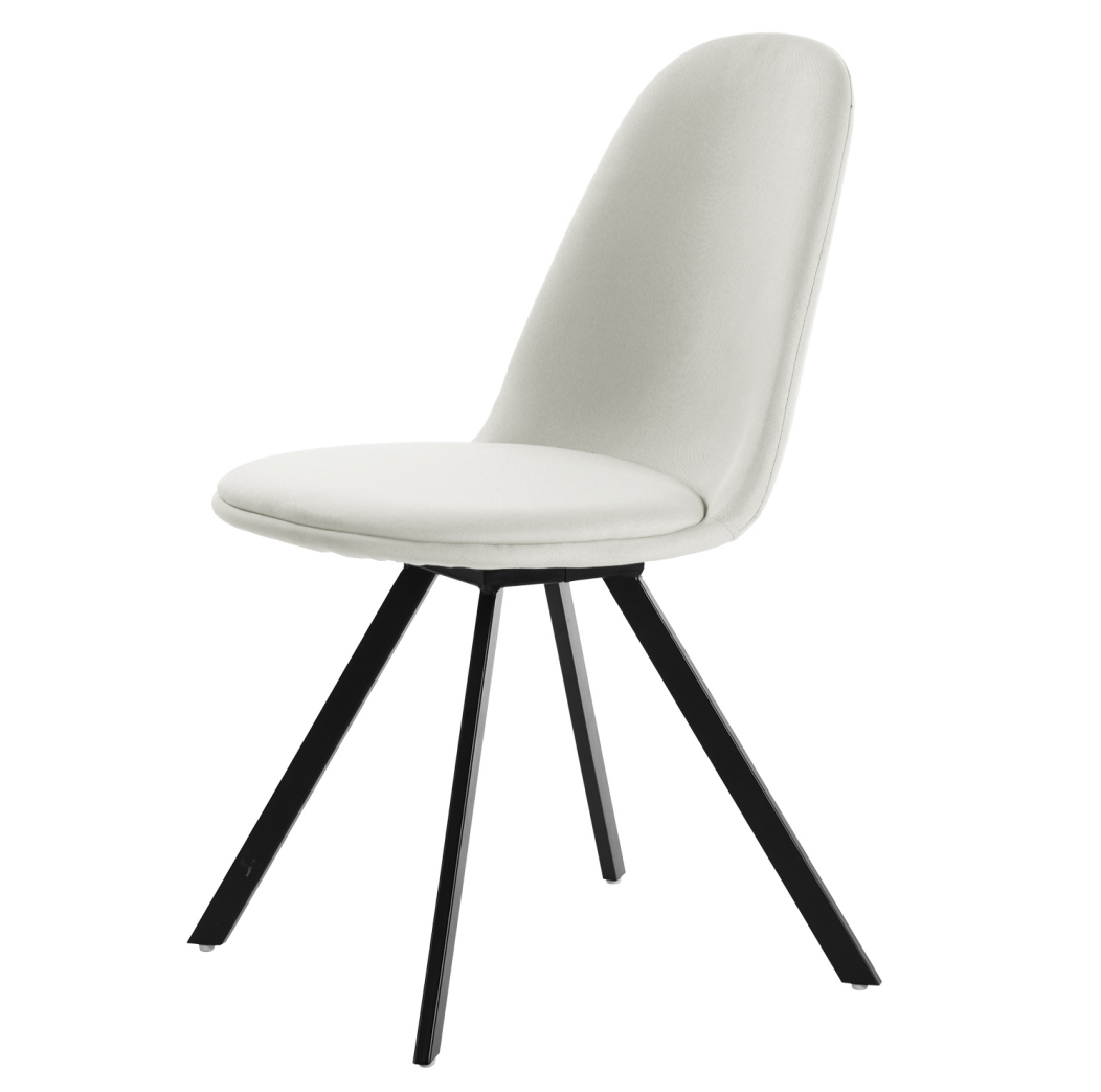 Sunflower beige swivel upholstered dining chair side view on white background