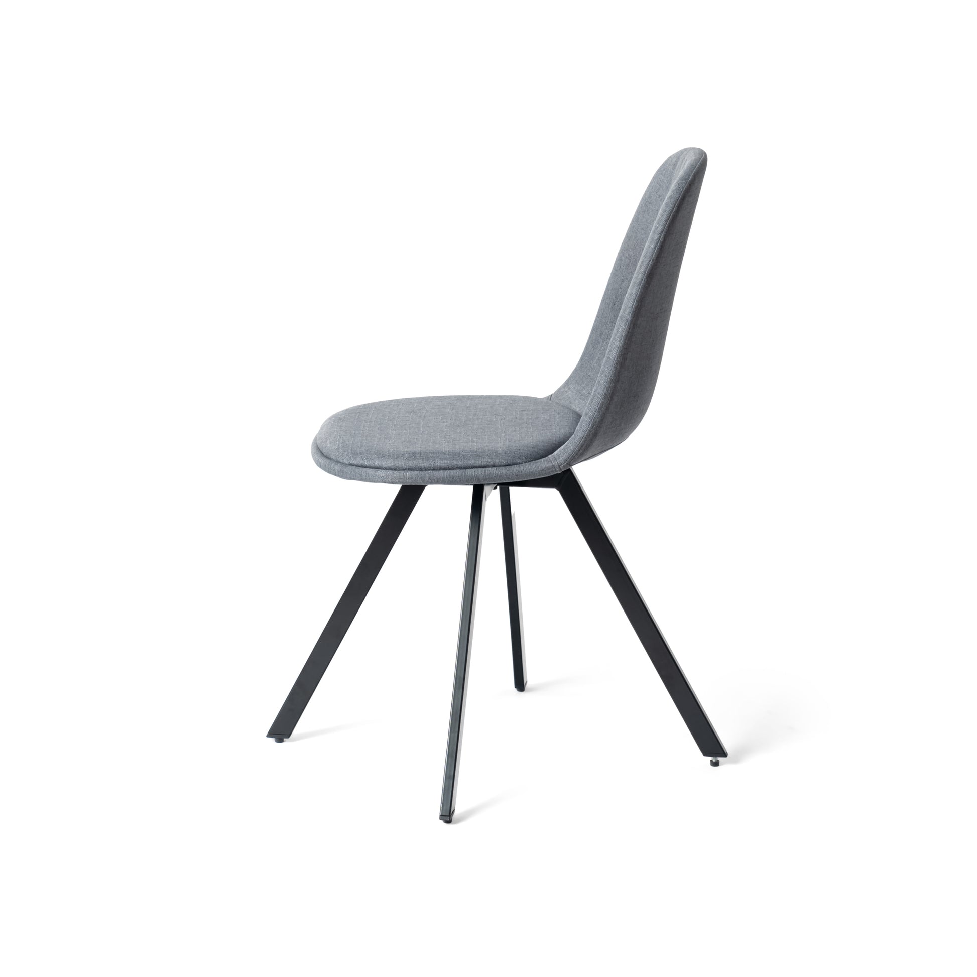 Sunflower grey swivel upholstered dining chair side view on white background