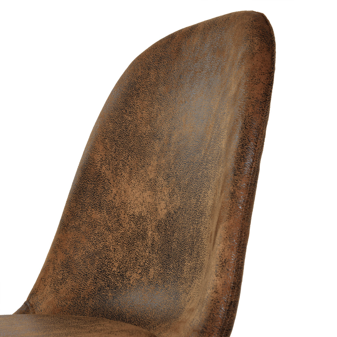 Sunflower suede brown swivel dining chair showing curved back upholstery detail