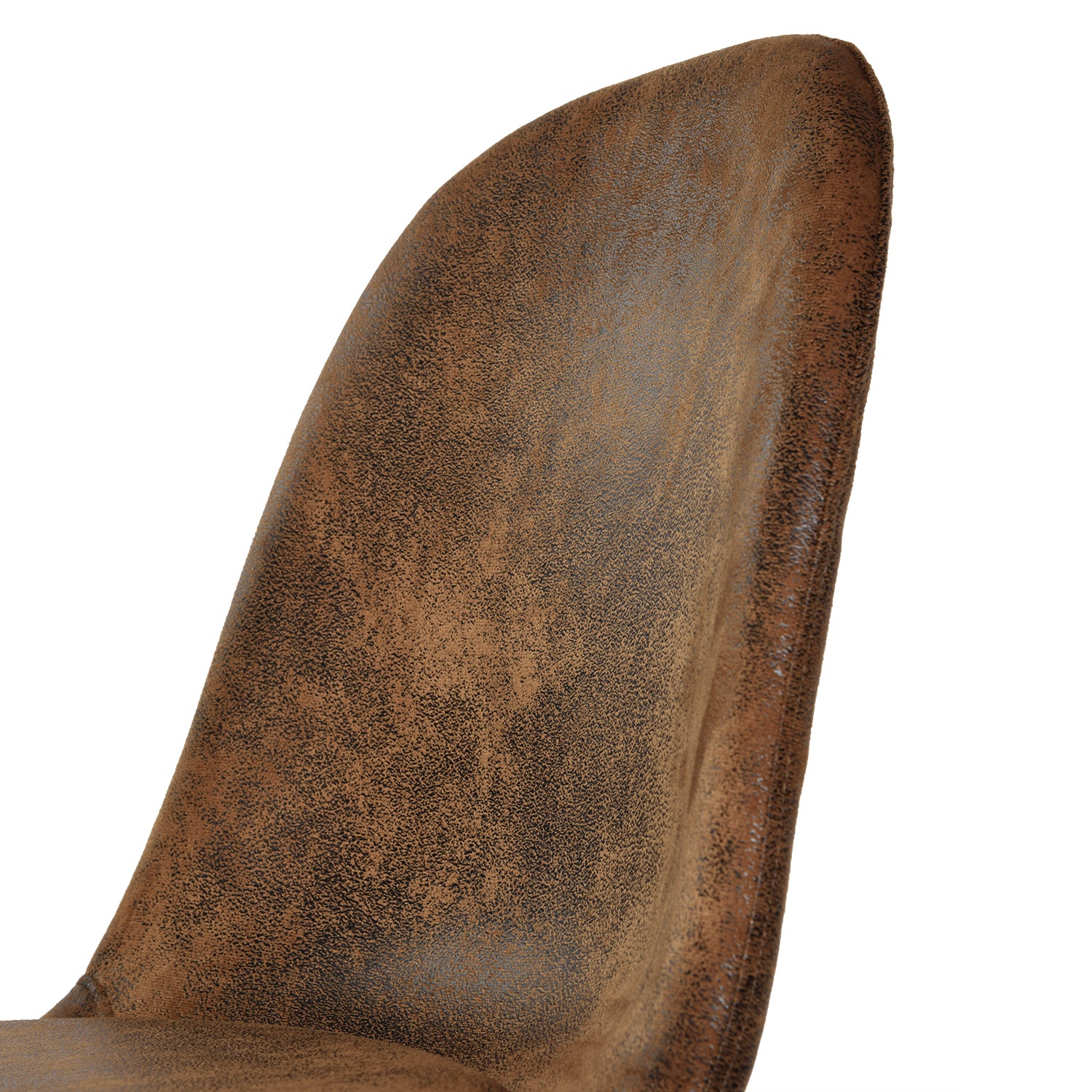 Sunflower suede brown swivel dining chair showing curved back upholstery detail