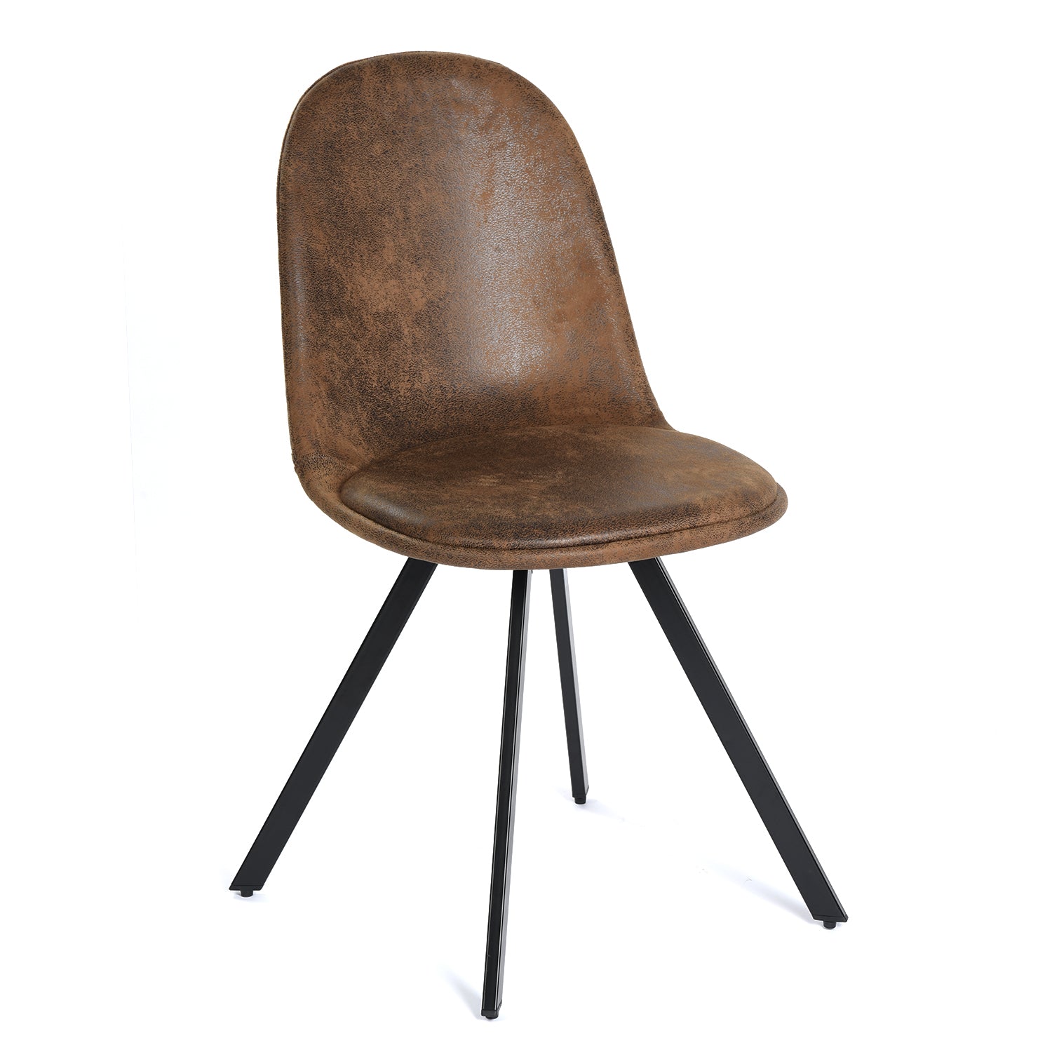Sunflower suede brown swivel upholstered dining chair side view on white background