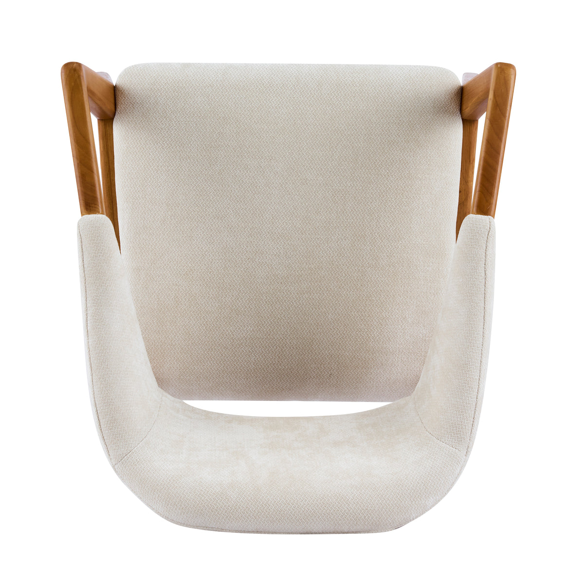 Taupo beige dining chair top view with ergonomic curved backrest on white background