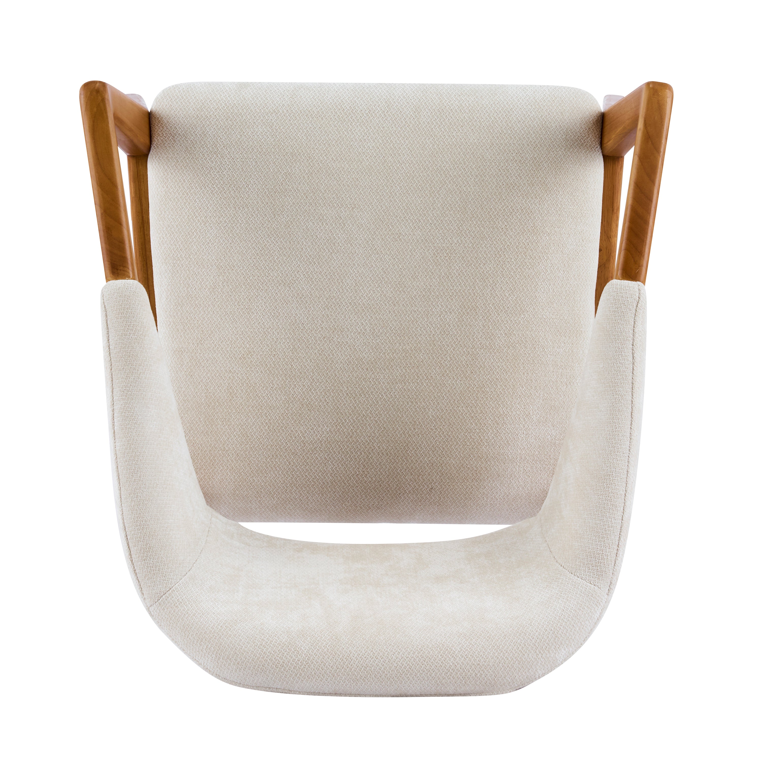 Taupo beige dining chair top view with ergonomic curved backrest on white background