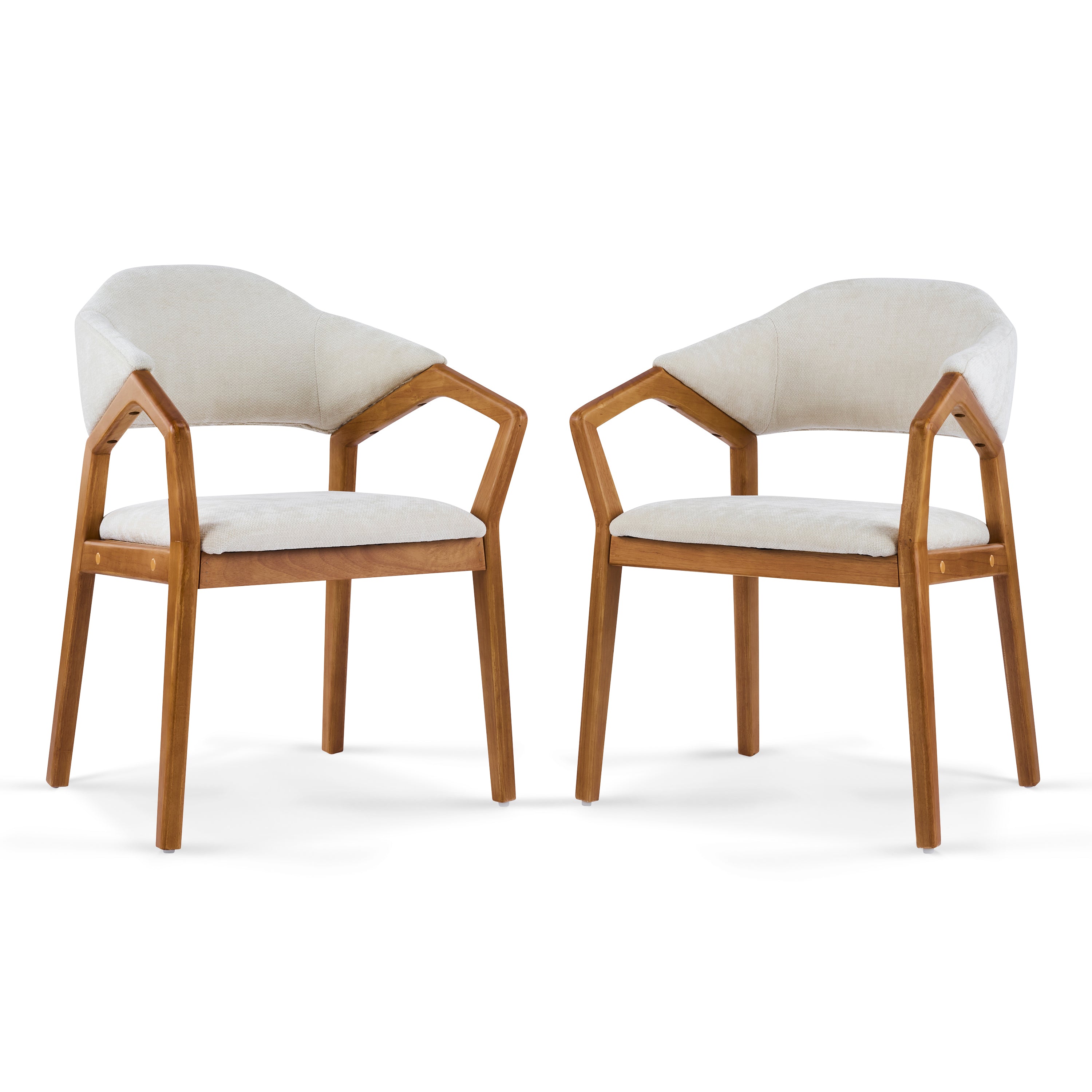 Taupo beige dining chairs set of two front view on white background
