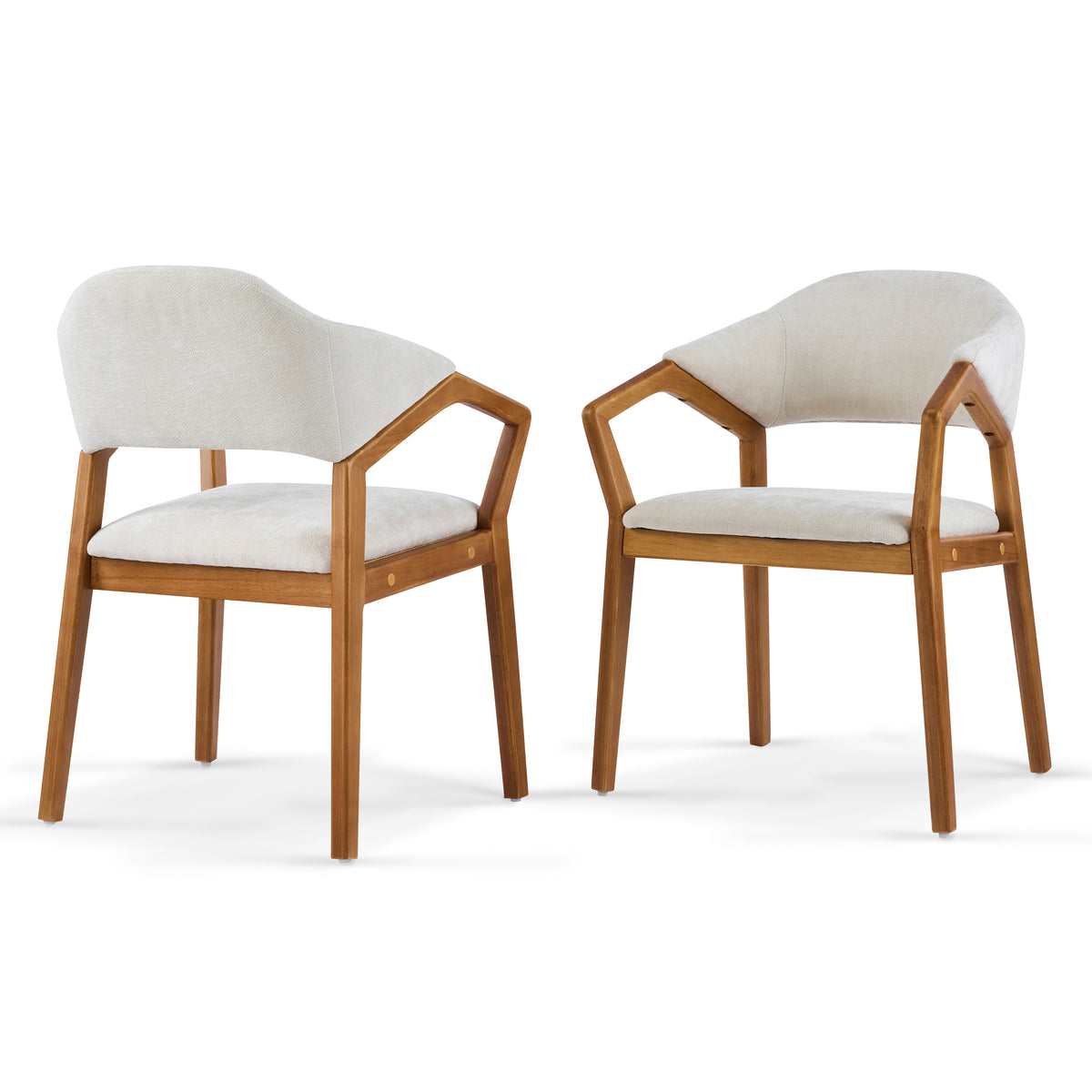 Taupo beige dining chairs set of two front view on white background