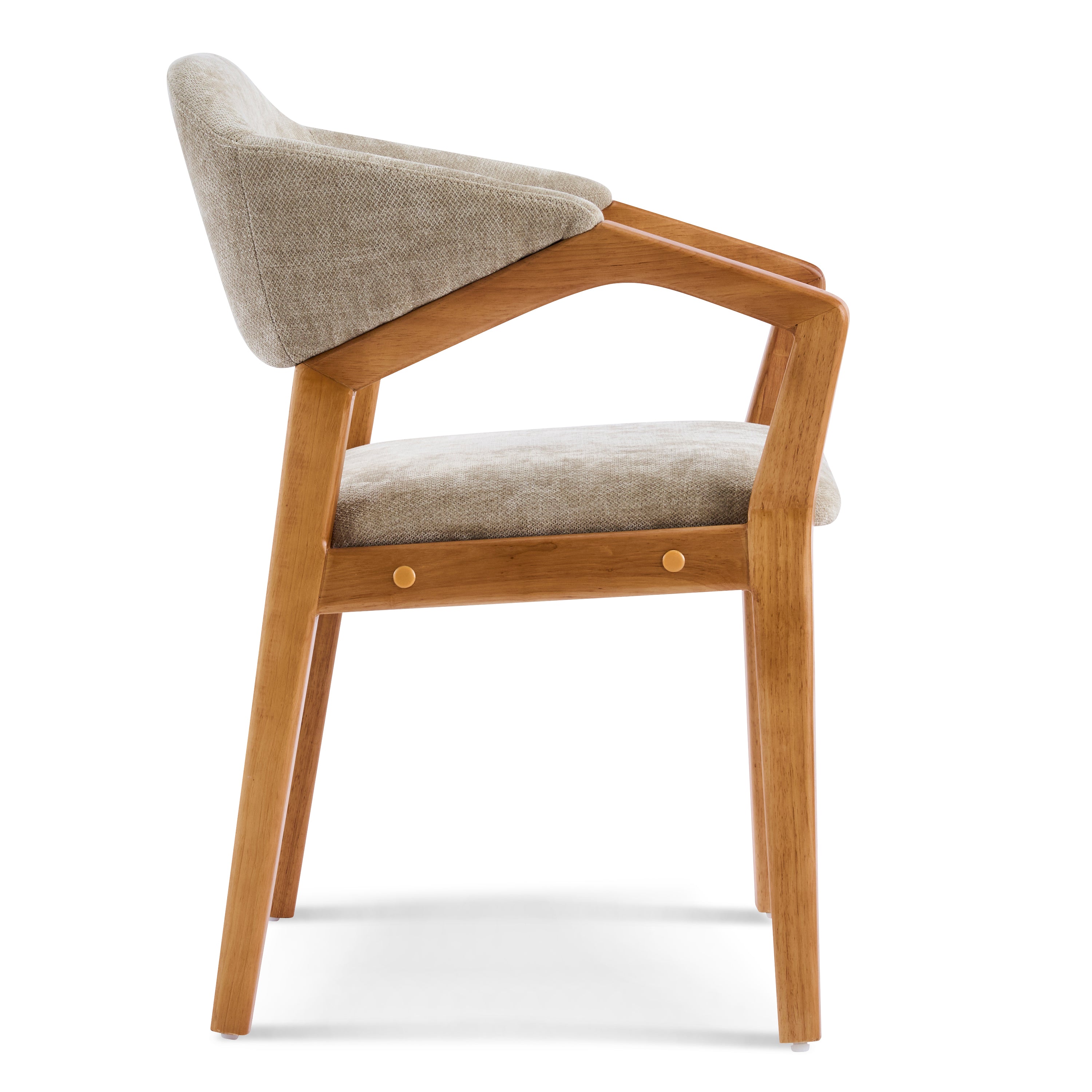 Taupo light oak dining chair side view with ergonomic curved backrest on white background