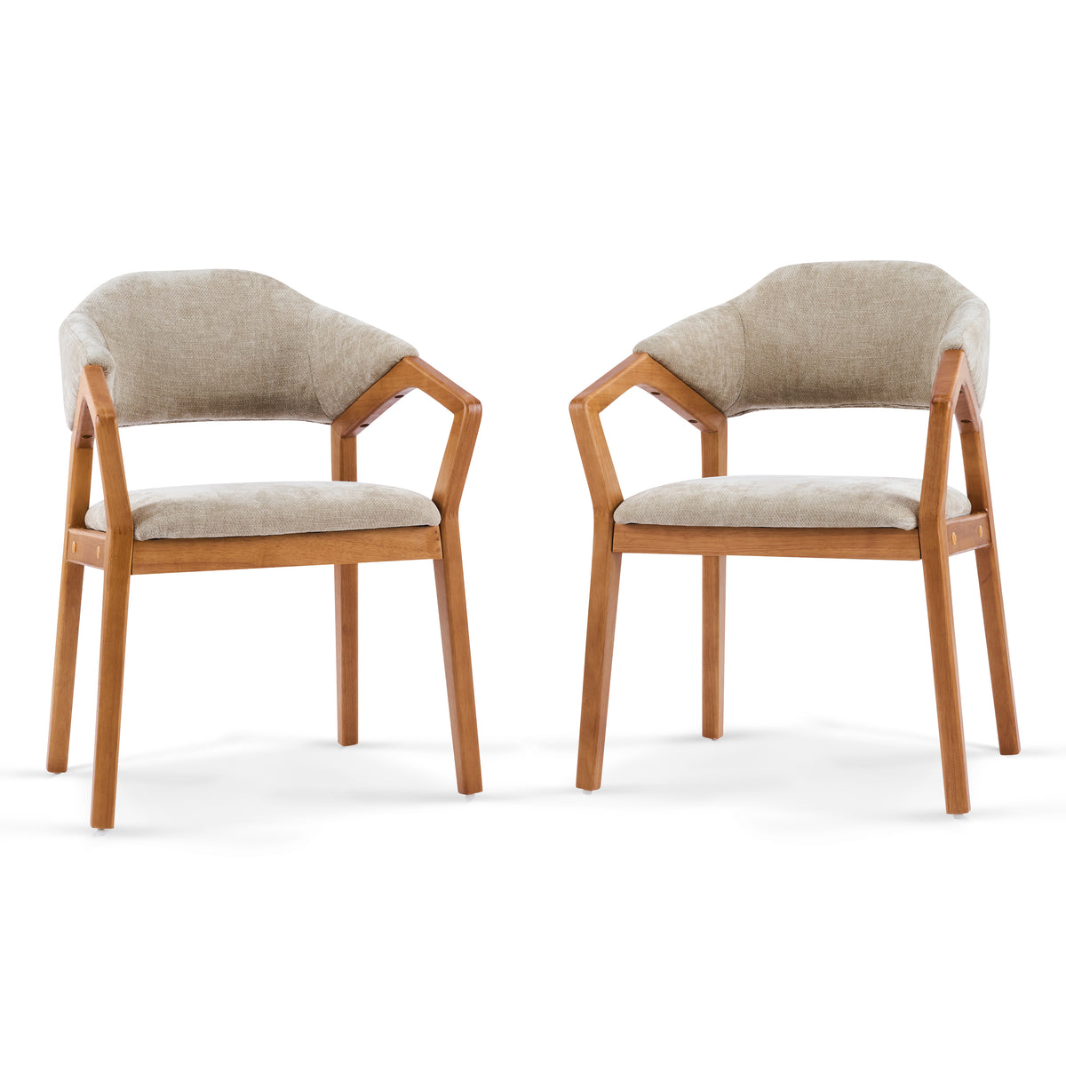 Taupo light oak dining chairs set of two front view on white background