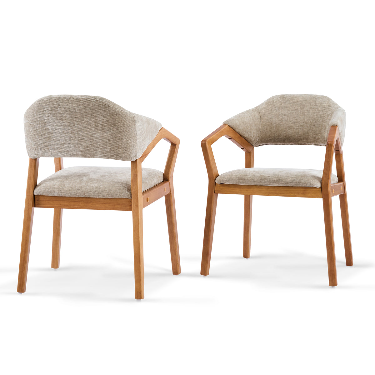 Taupo light oak dining chairs set of two front view on white background