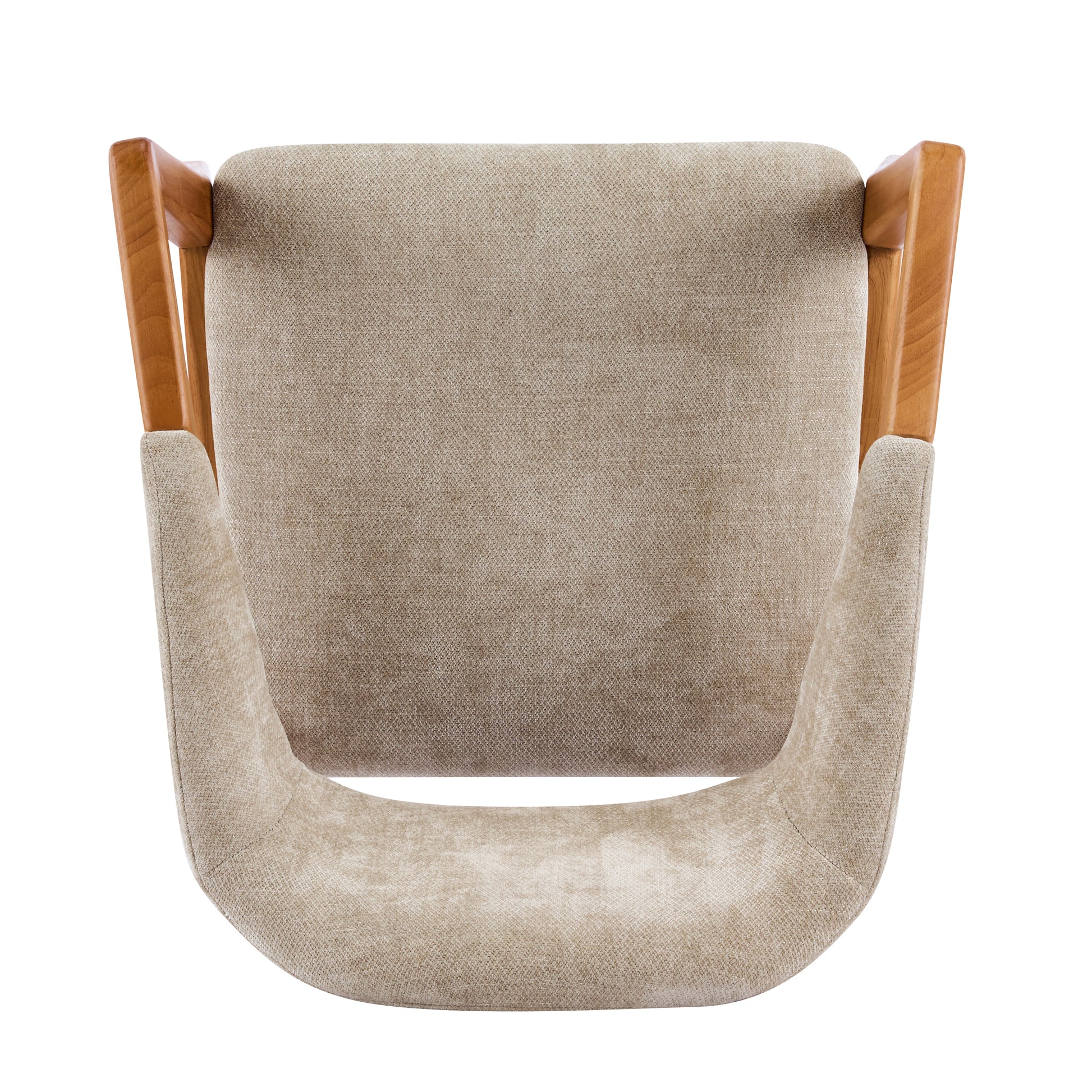 Taupo light oak dining chair top view with ergonomic curved backrest on white background