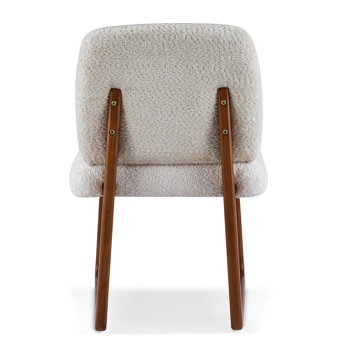 Tekapo white boucle dining chair rear view on white background
