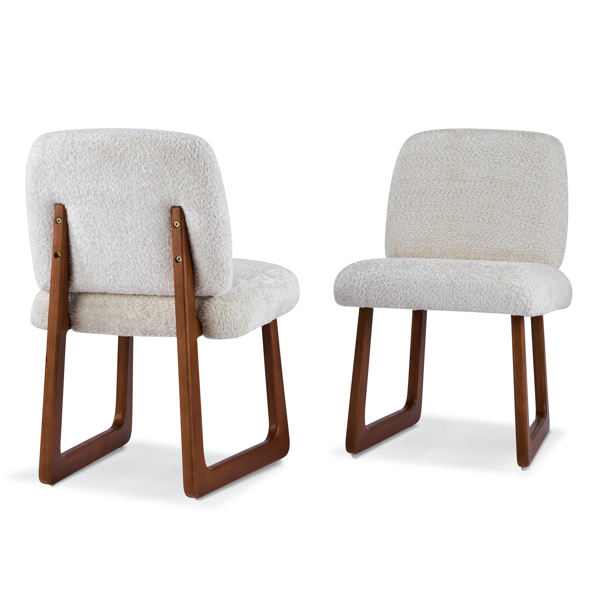 Tekapo white upholstered dining chairs set of two front angled view on white background