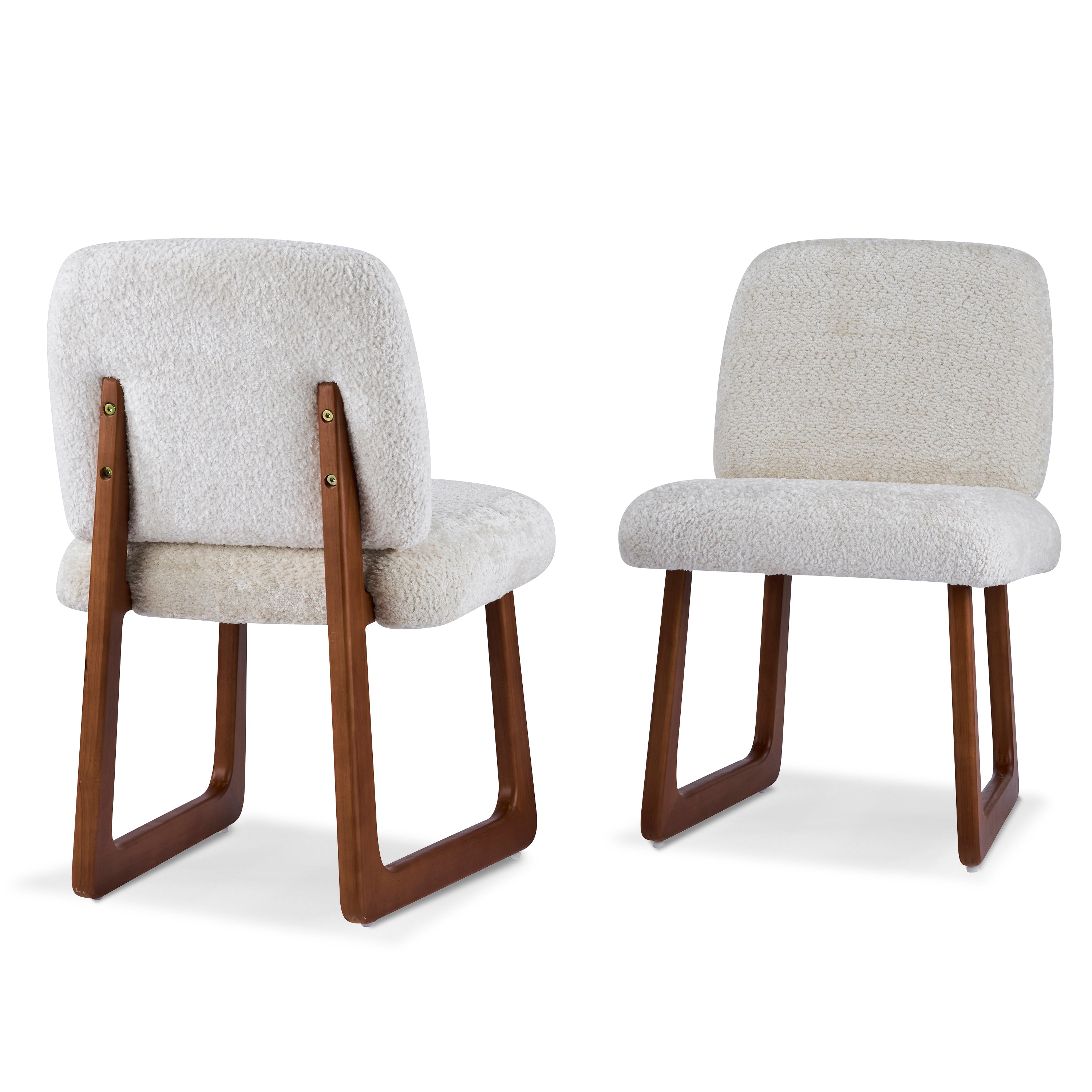 Tekapo white upholstered dining chairs set of two front angled view on white background