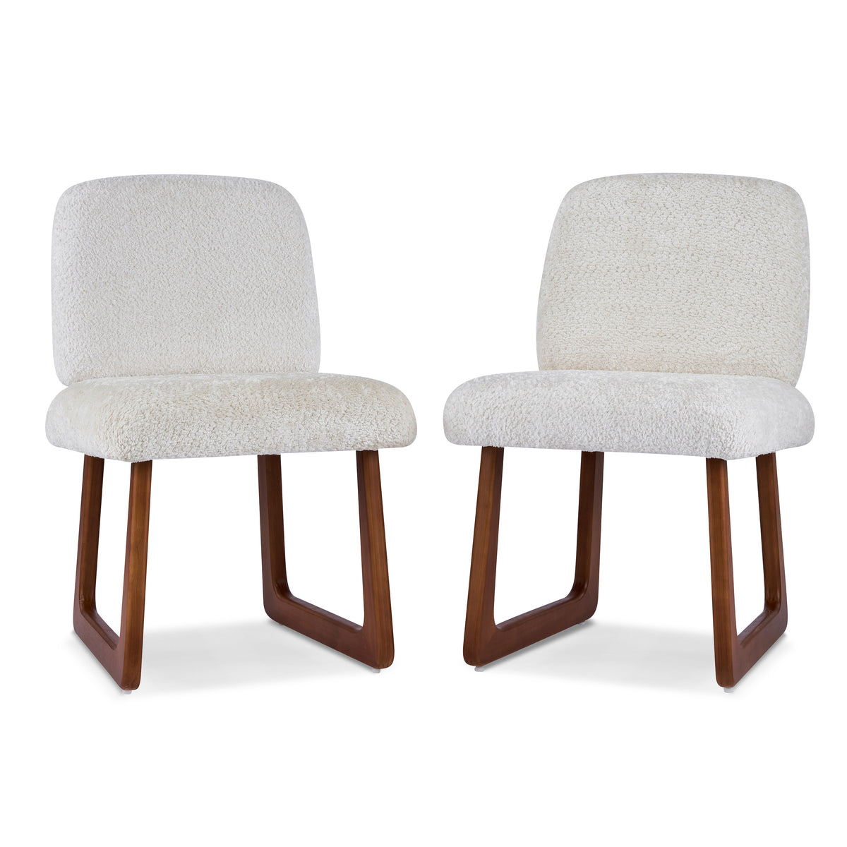 Tekapo white dining chairs set of two straight front view on white background