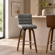 Tokaji 28.5" Mid-Century Linen Upholstered Swivel Bar Stool