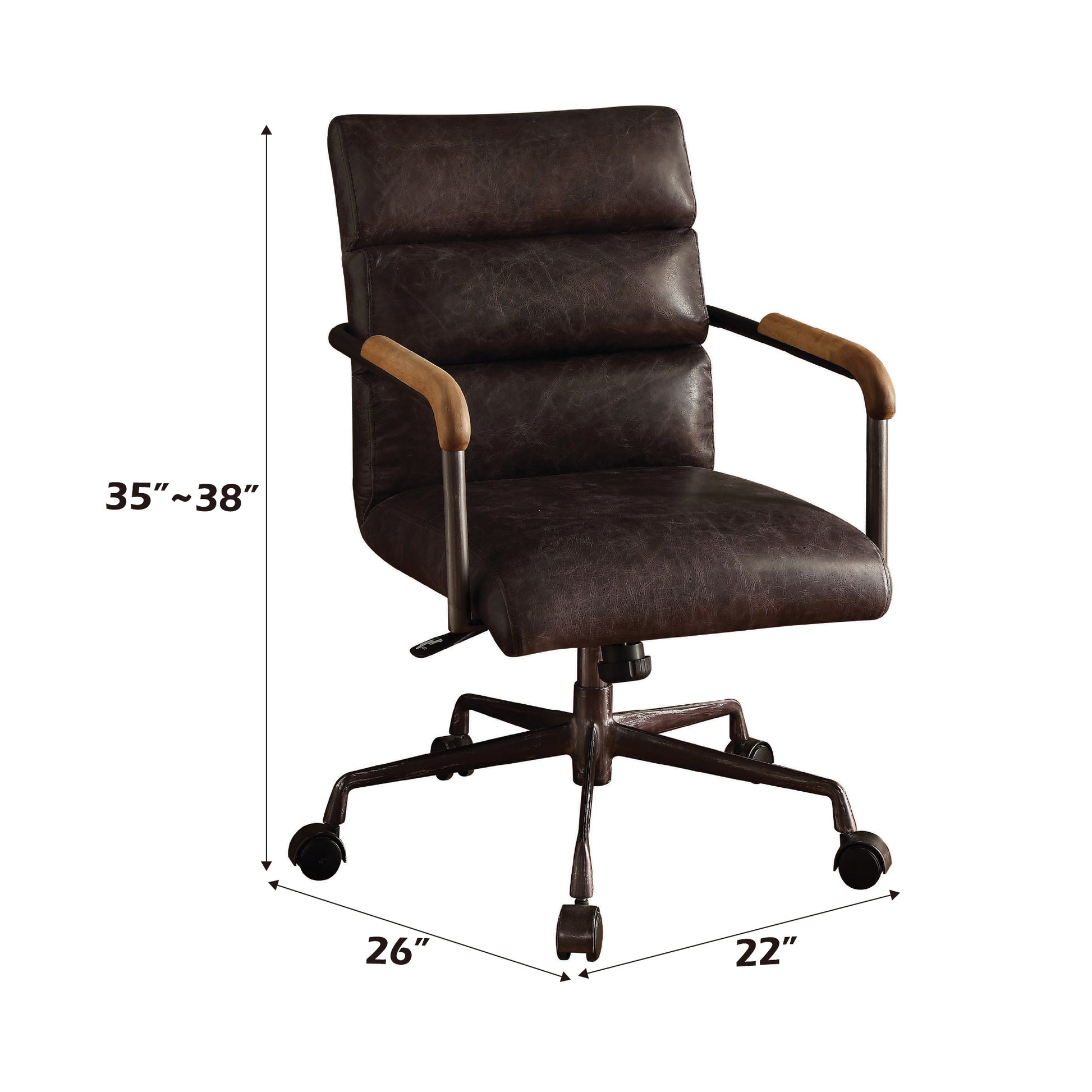 Torin brown office chair showing dimensions