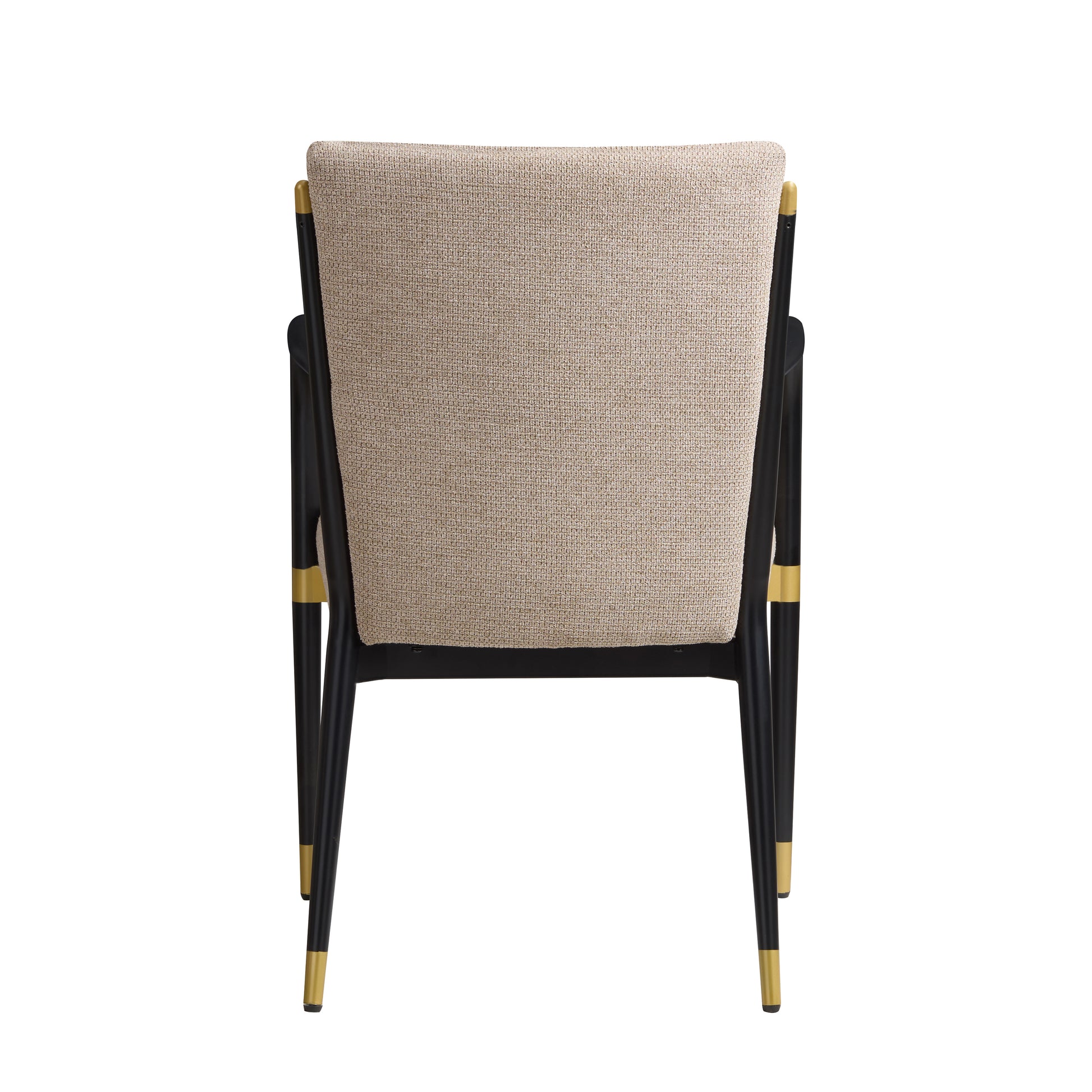 Trasimeno black upholstered dining armchair rear view on white background