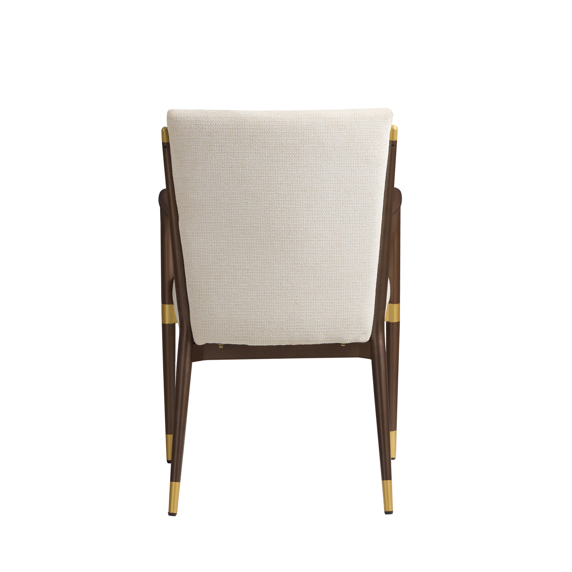 Trasimeno brown upholstered dining armchair rear view on white background