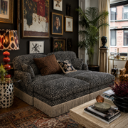 Tucson 69" 4-Piece Leopard Print Modular Sofa with Daybed Configuration and Fringe Skirt