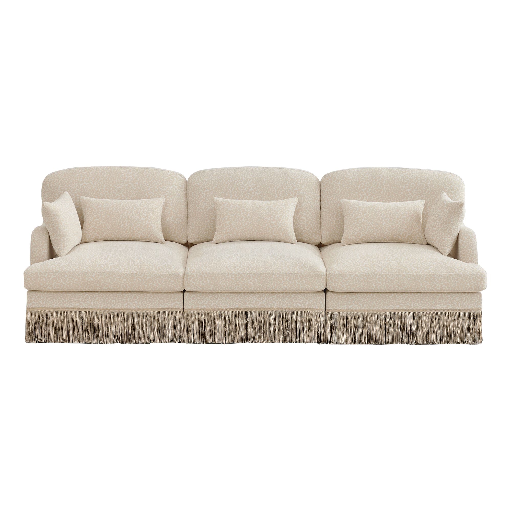 Tucson 100" Leopard Print Chenille 3-Seater Modular Sofa with Fringe Skirt