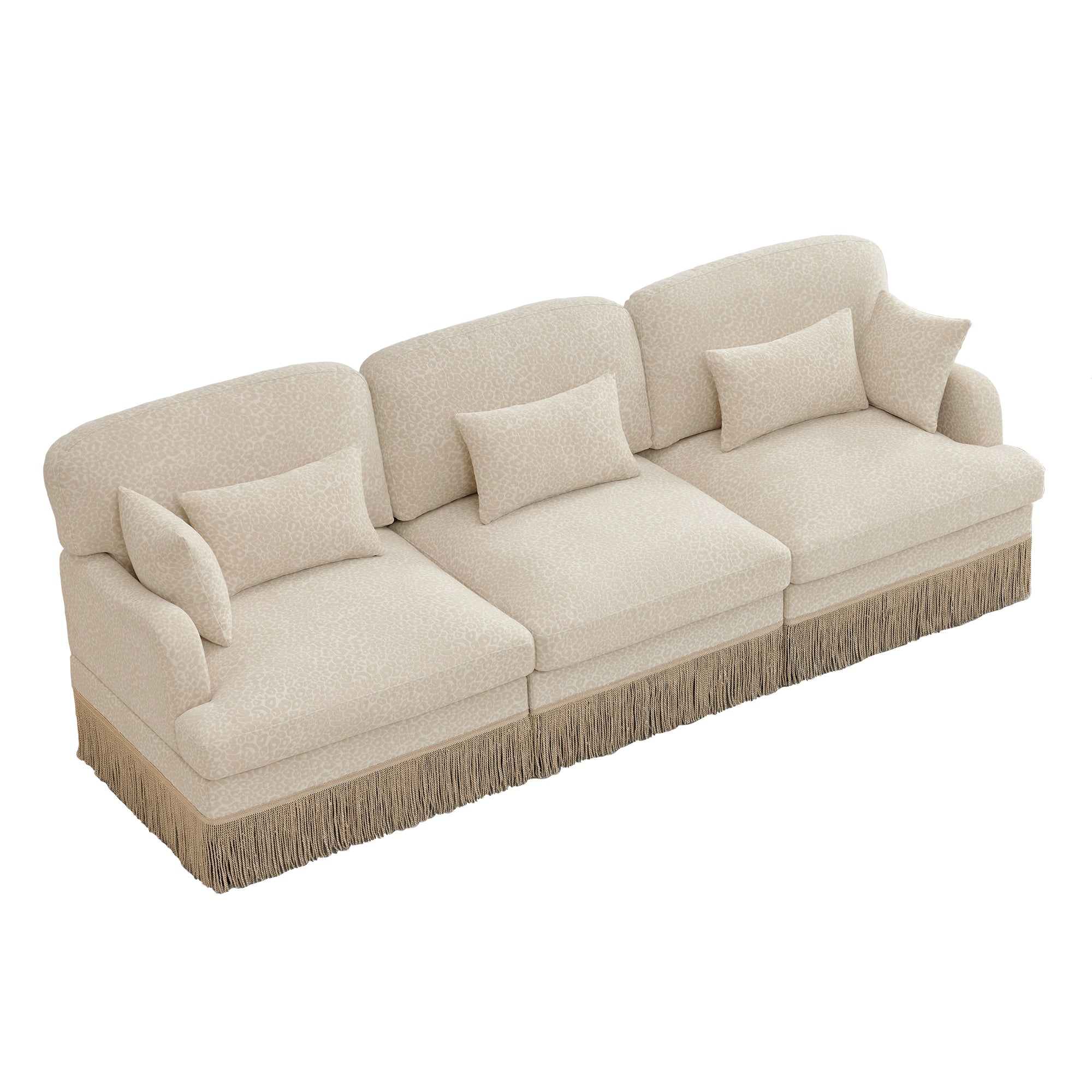Tucson 100" Leopard Print Chenille 3-Seater Modular Sofa with Fringe Skirt