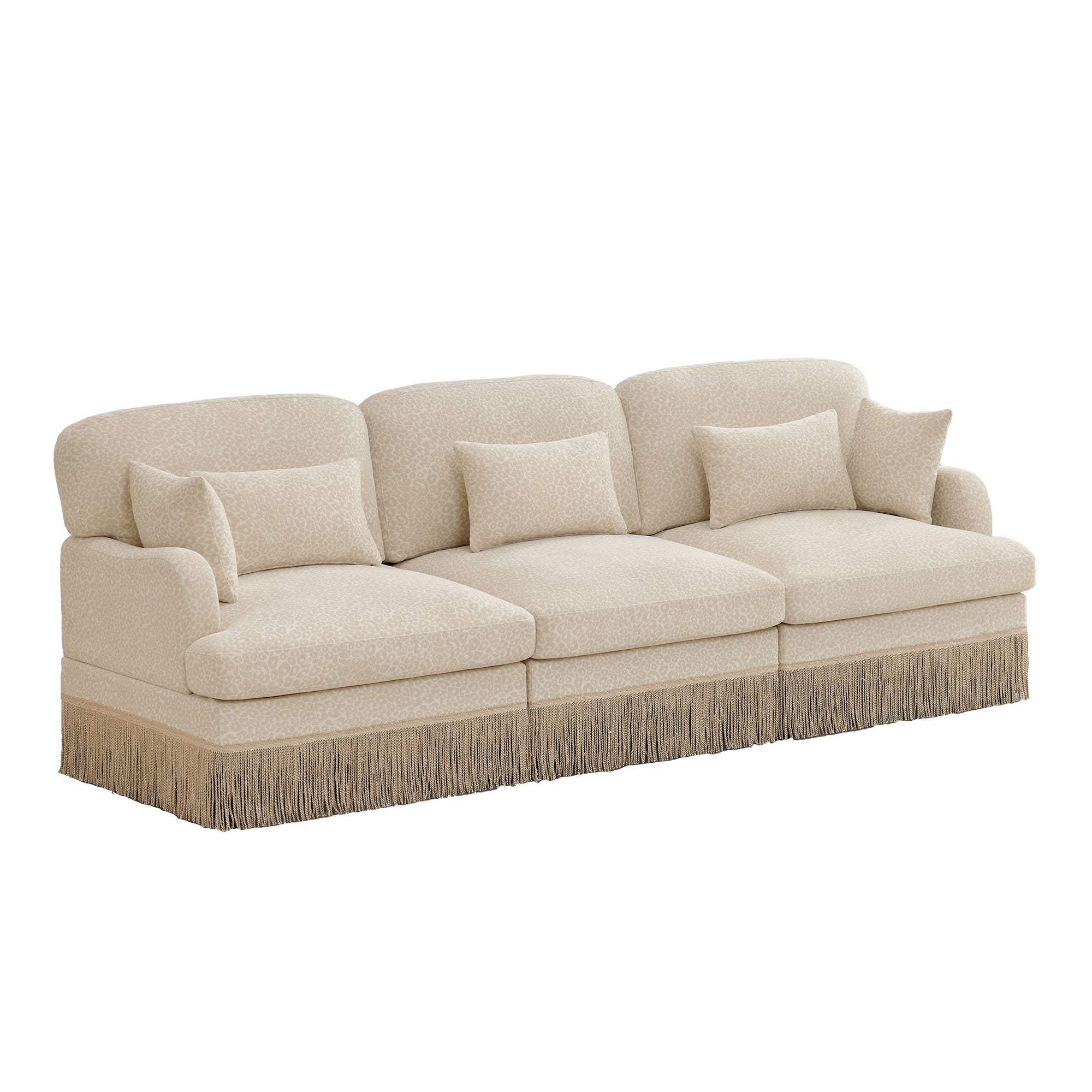 Tucson 100" Leopard Print Chenille 3-Seater Modular Sofa with Fringe Skirt