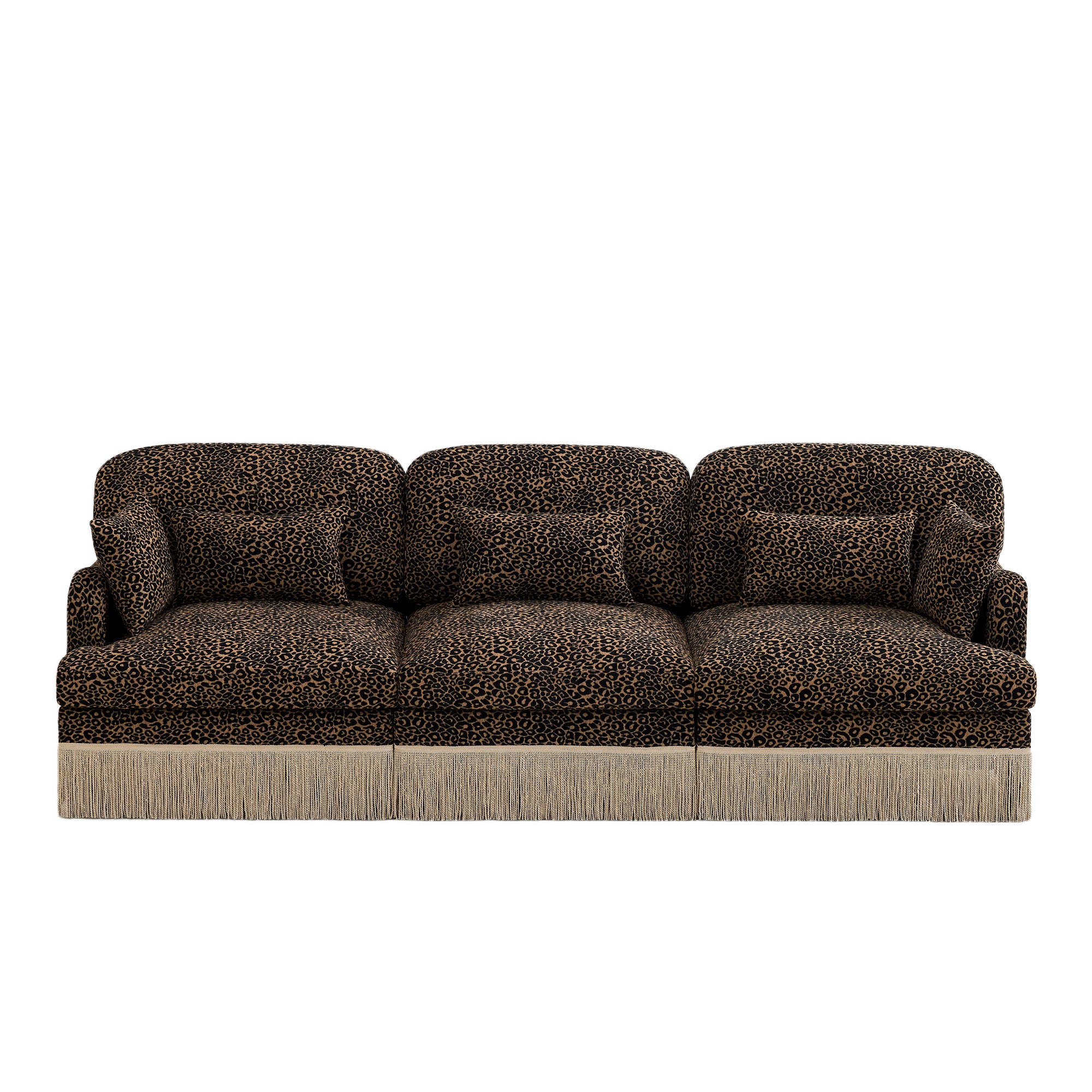 Tucson 100" Leopard Print Chenille 3-Seater Modular Sofa with Fringe Skirt