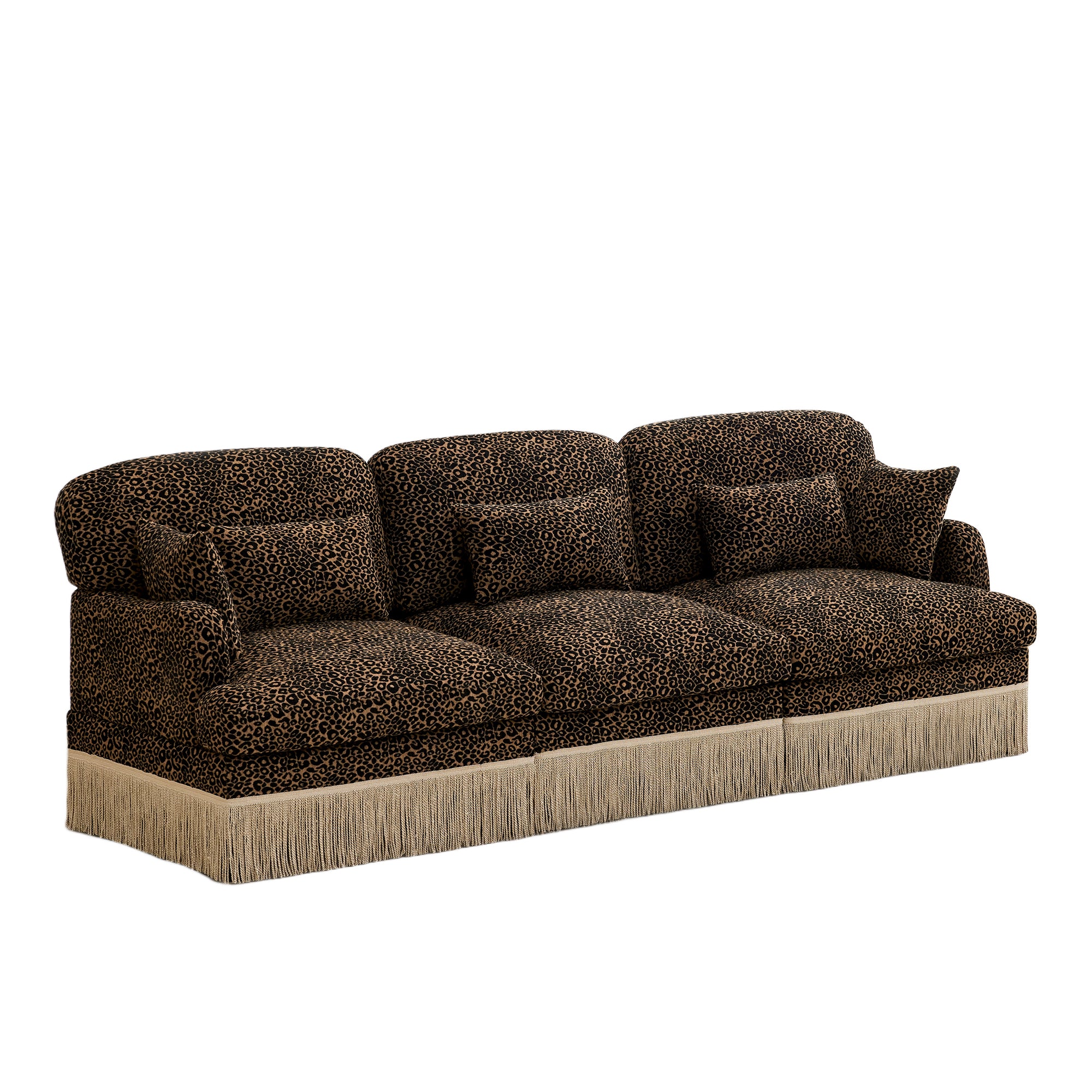 Tucson 100" Leopard Print Chenille 3-Seater Modular Sofa with Fringe Skirt