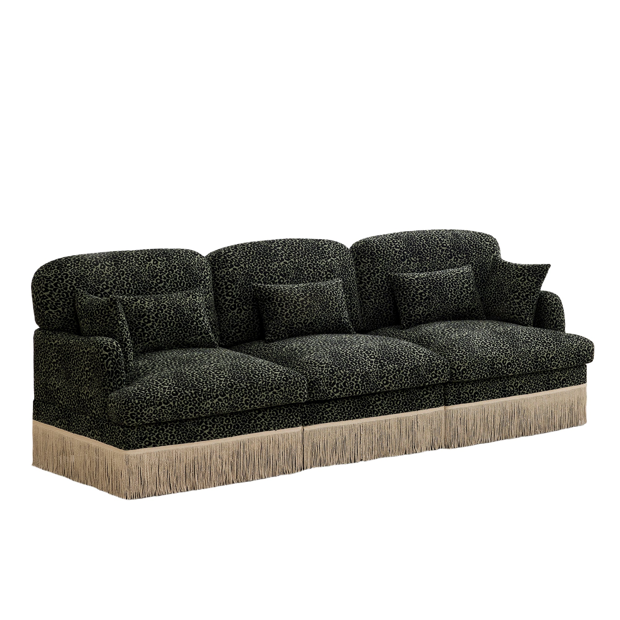 Tucson 100" Leopard Print Chenille 3-Seater Modular Sofa with Fringe Skirt