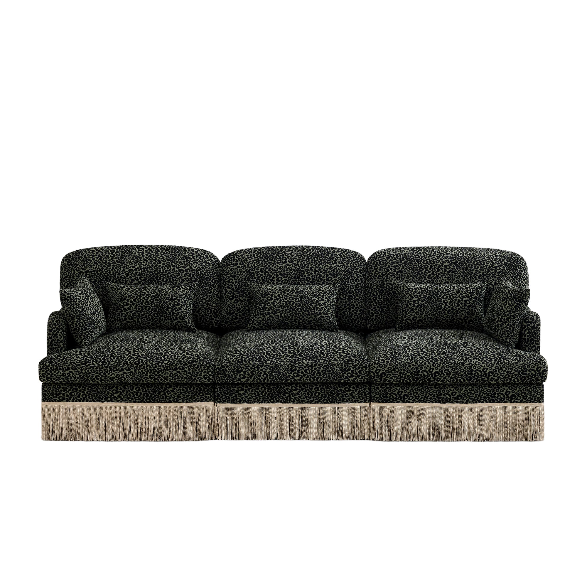 Tucson 100" Leopard Print Chenille 3-Seater Modular Sofa with Fringe Skirt