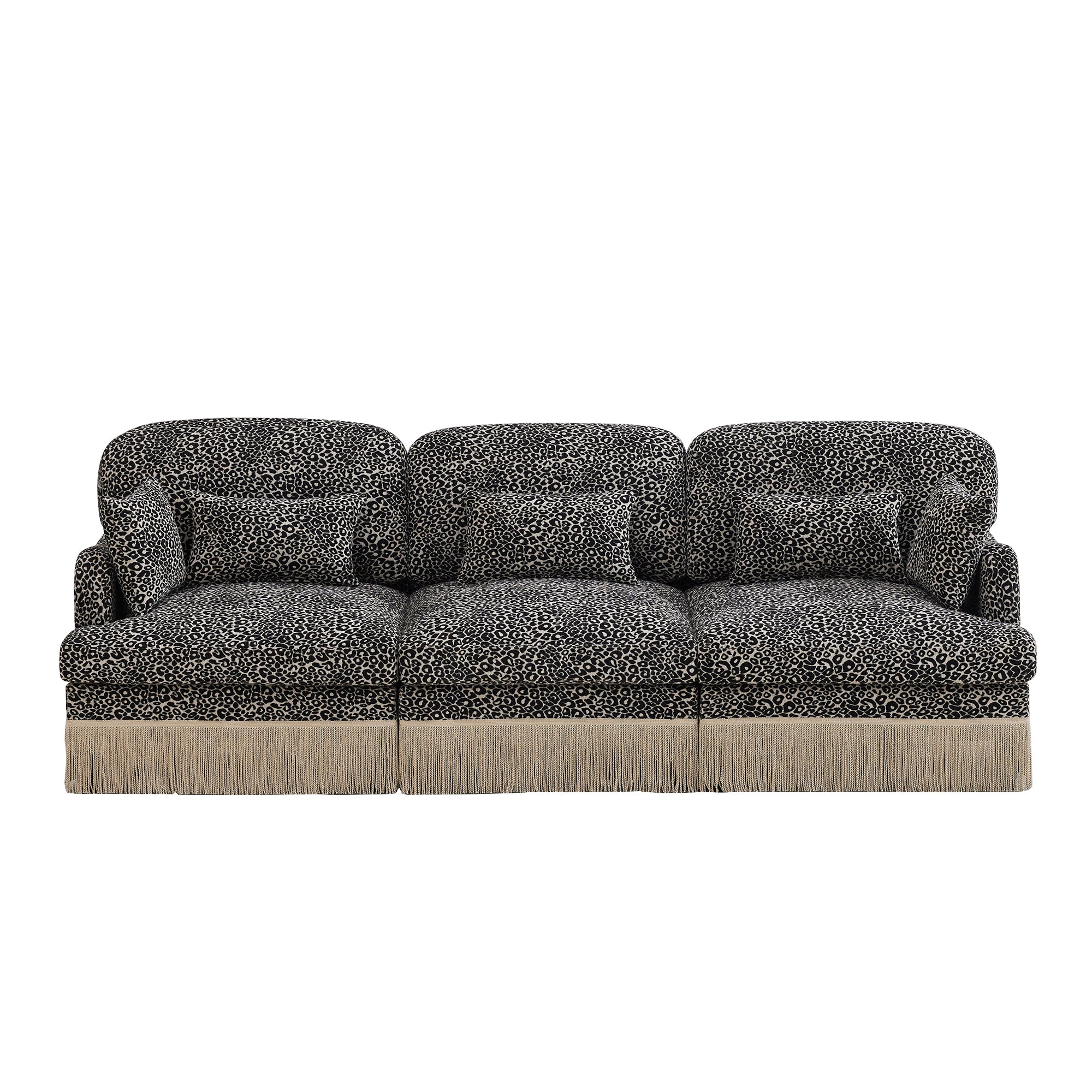 Tucson 100" Leopard Print Chenille 3-Seater Modular Sofa with Fringe Skirt
