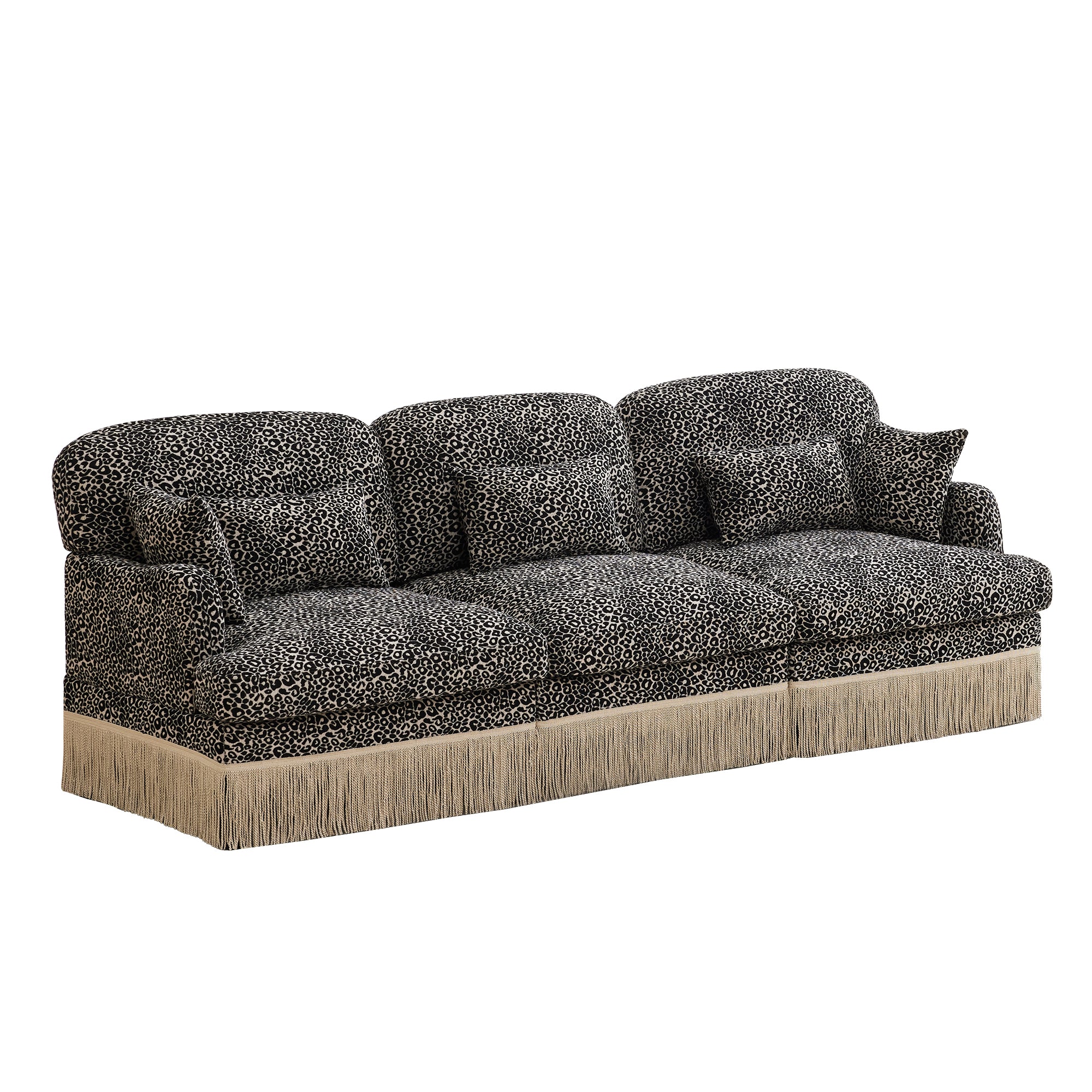 Tucson 100" Leopard Print Chenille 3-Seater Modular Sofa with Fringe Skirt