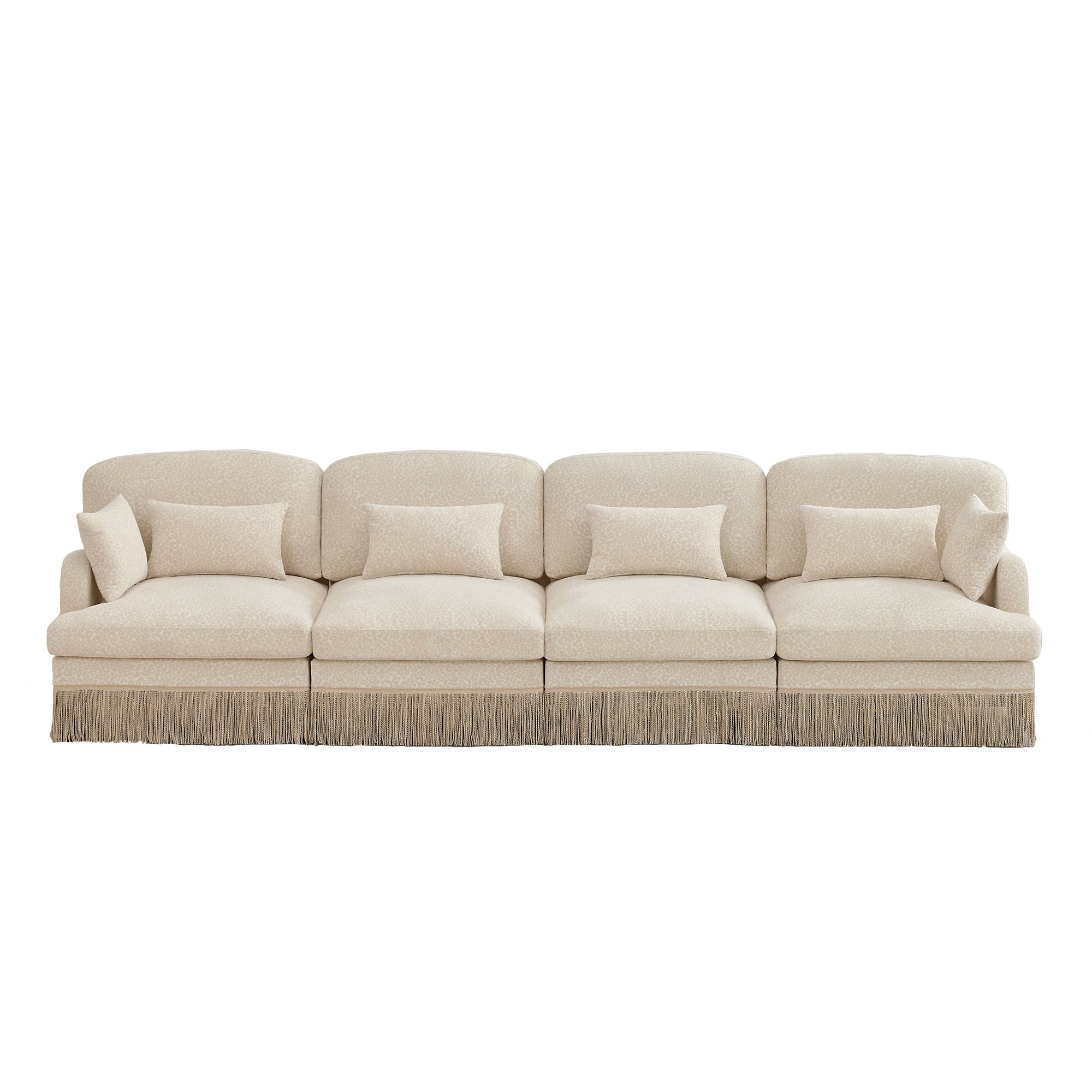 Tucson 131" Leopard Print Chenille 3-Seater Modular Sofa with Fringe Skirt