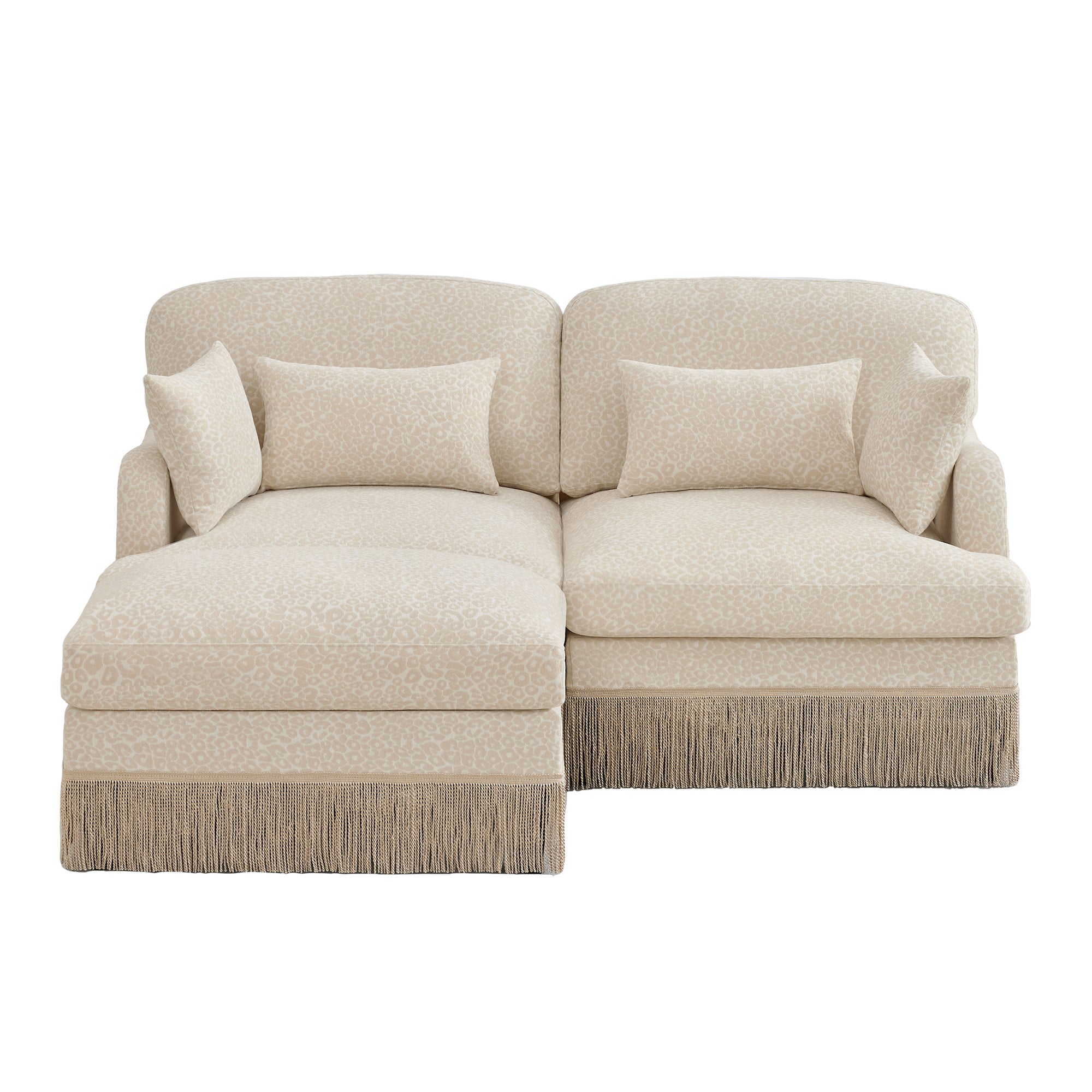 Tucson 69" Leopard Print Chenille Modular Deep Seat Loveseat Couch with Fringe Skirt