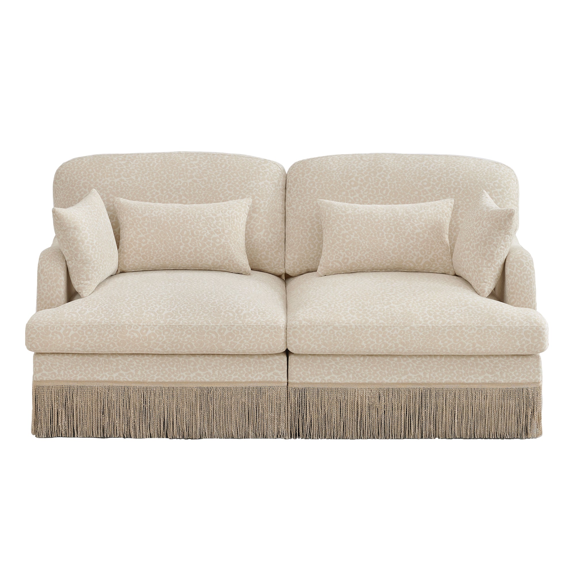 Tucson 69" Leopard Print Chenille Modular Deep Seat Loveseat Couch with Fringe Skirt