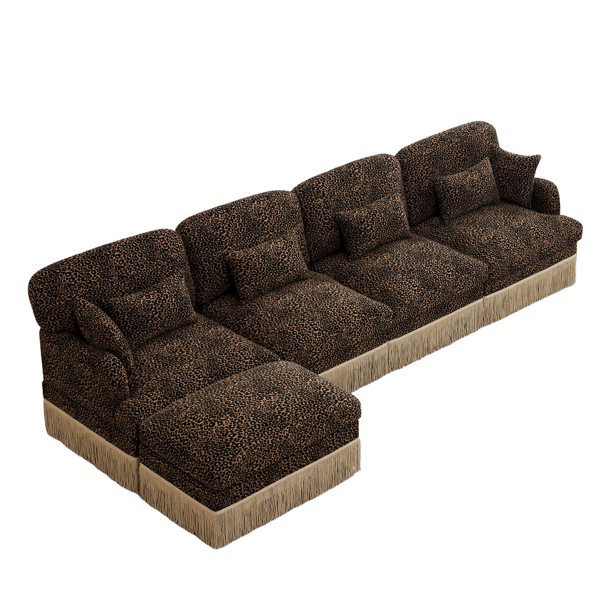 Tucson leopard print sectional sofa on white background