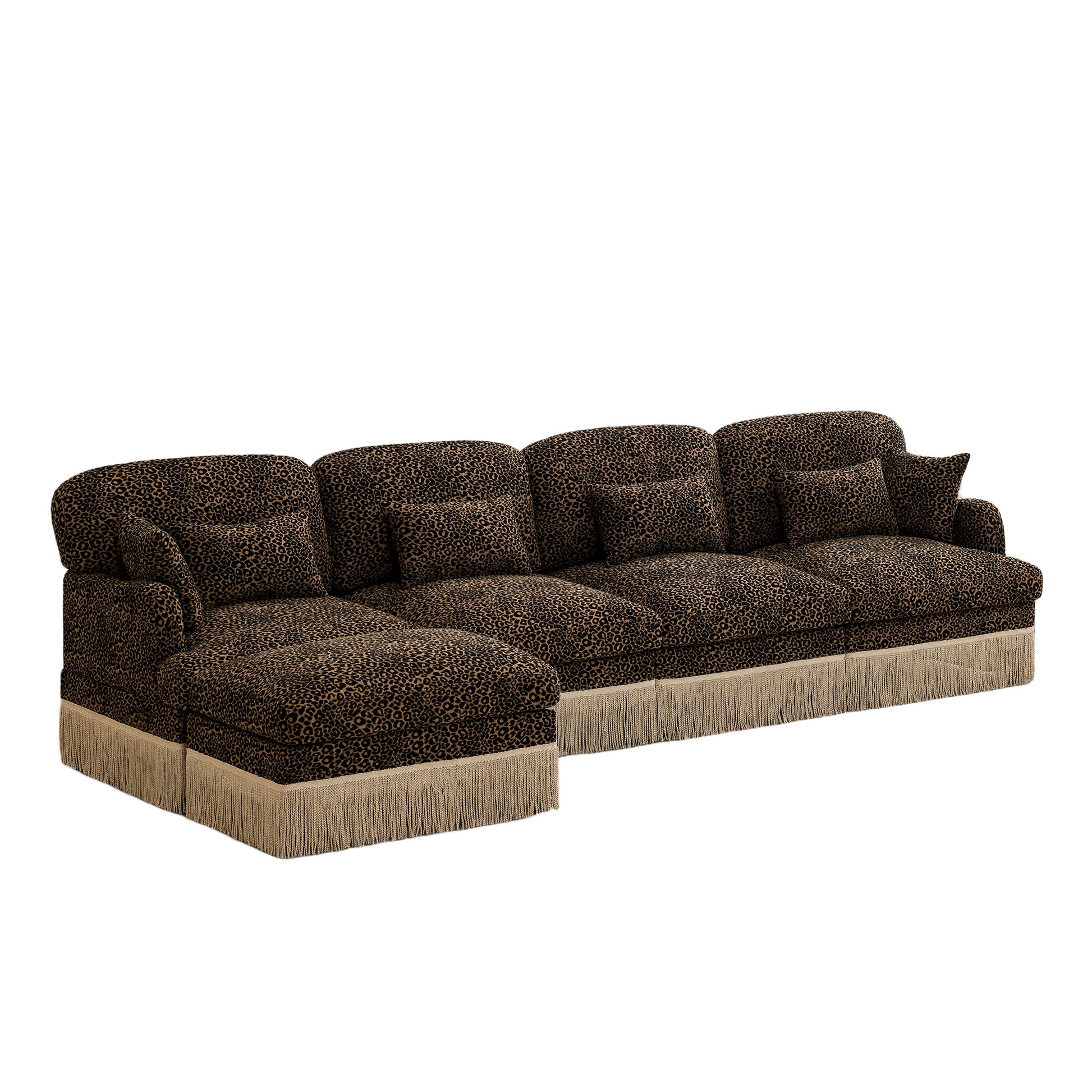 Tucson leopard print sectional sofa on white background