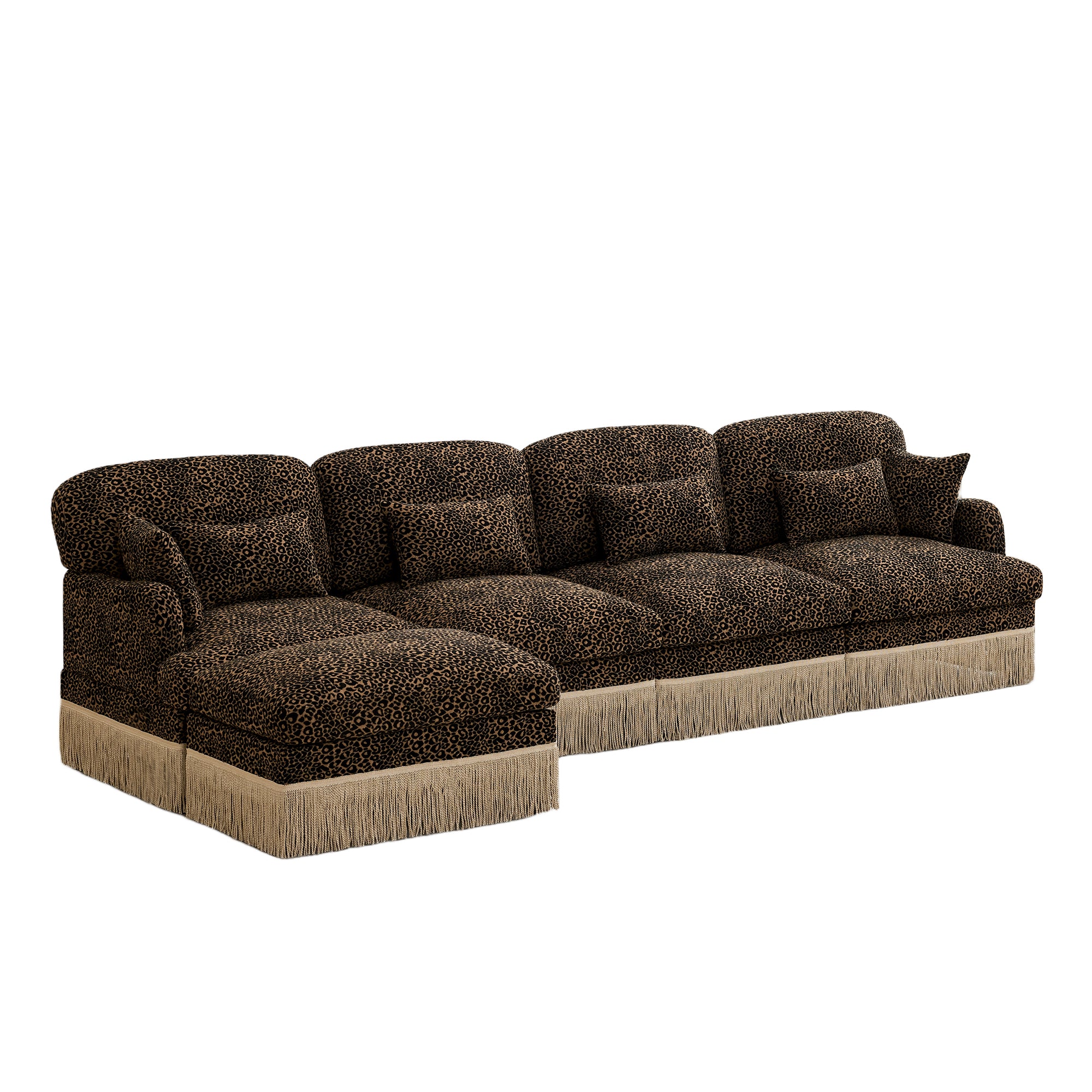 Tucson leopard print sectional sofa on white background