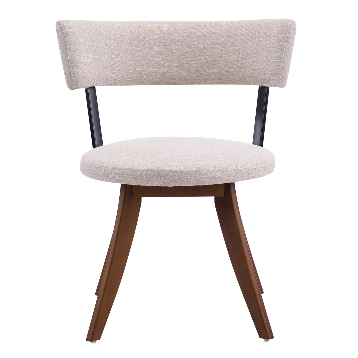 Vanern brown upholstered dining chair straight front view on white background