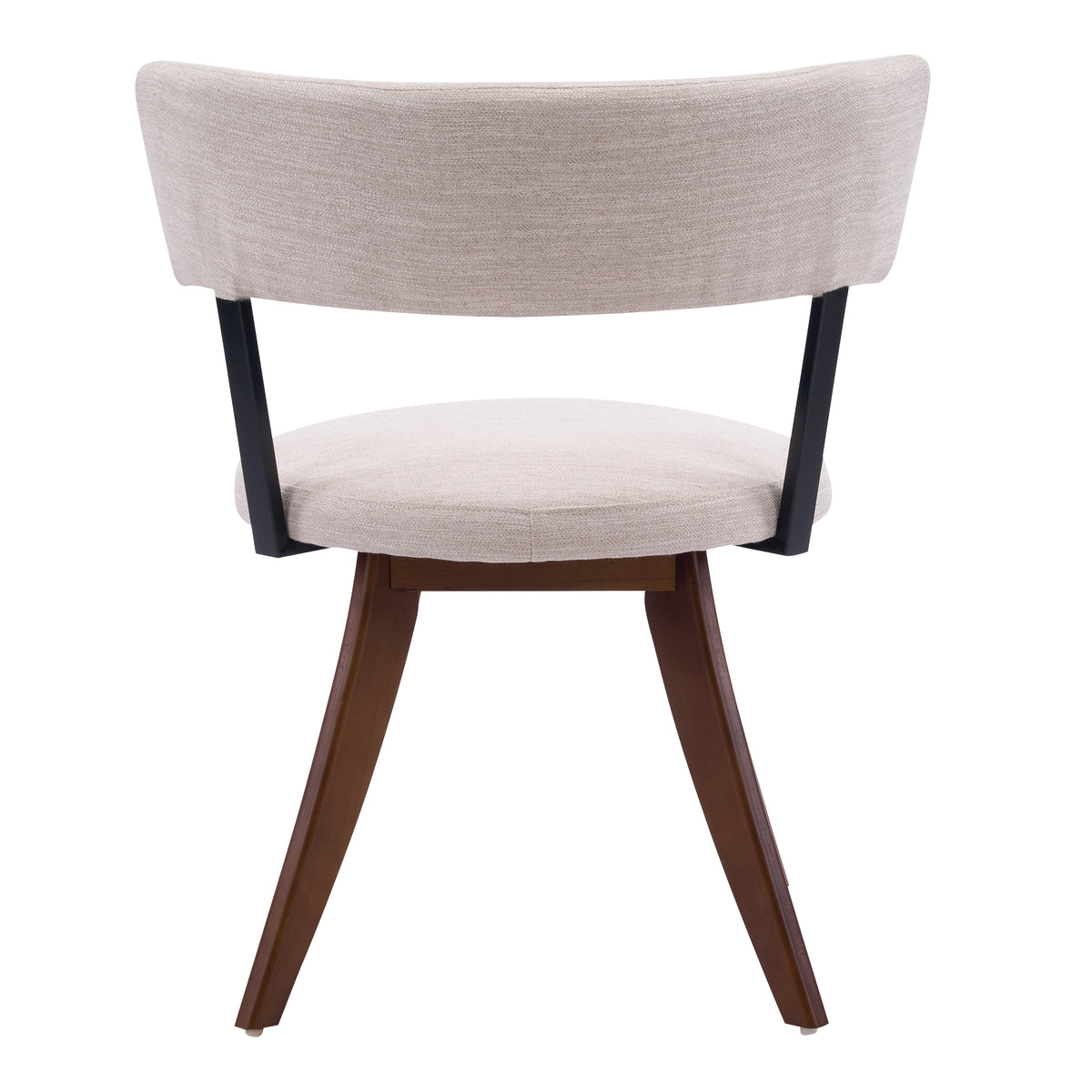 Vanern brown upholstered dining chair rear view on white background
