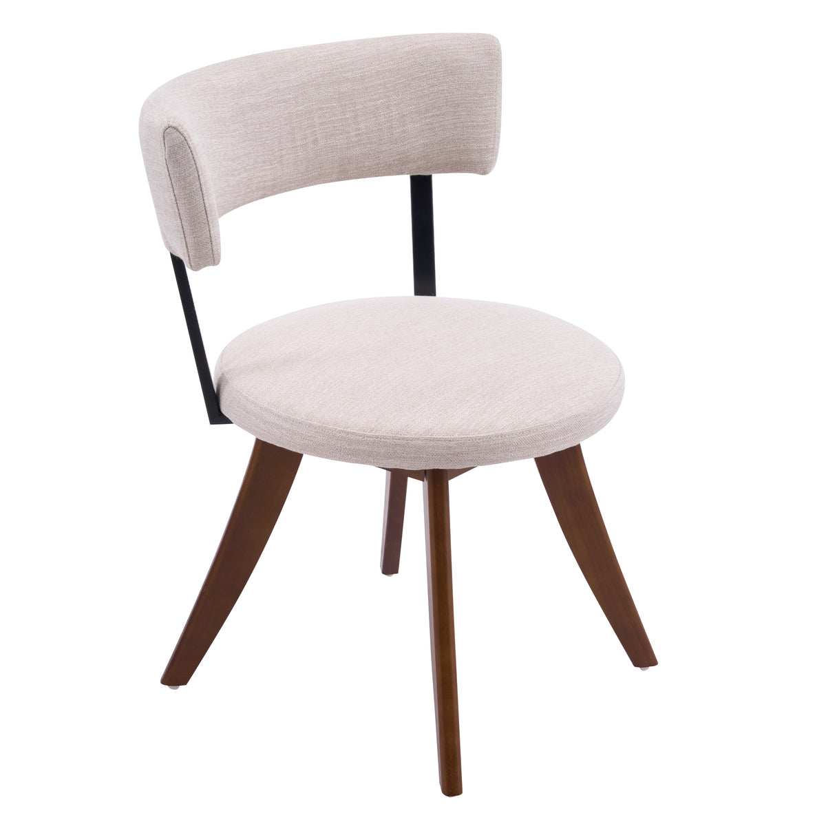 Vanern brown upholstered dining chair front angled view on white background