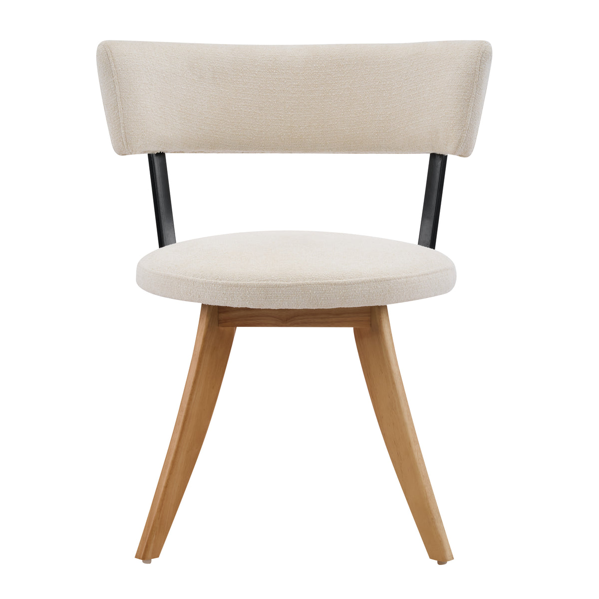 Vanern oak upholstered dining chair straight front view on white background