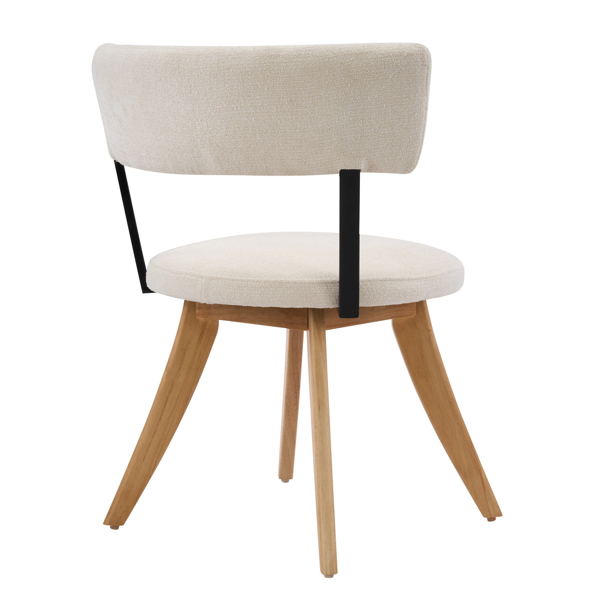 Vanern oak upholstered dining chair rear angled view on white background