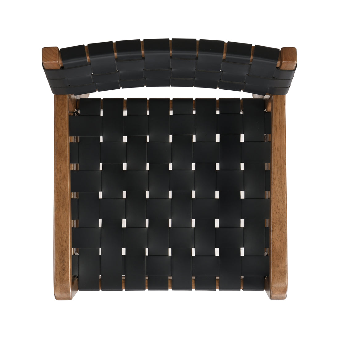 Vardar black dining chair showing woven faux leather back detail