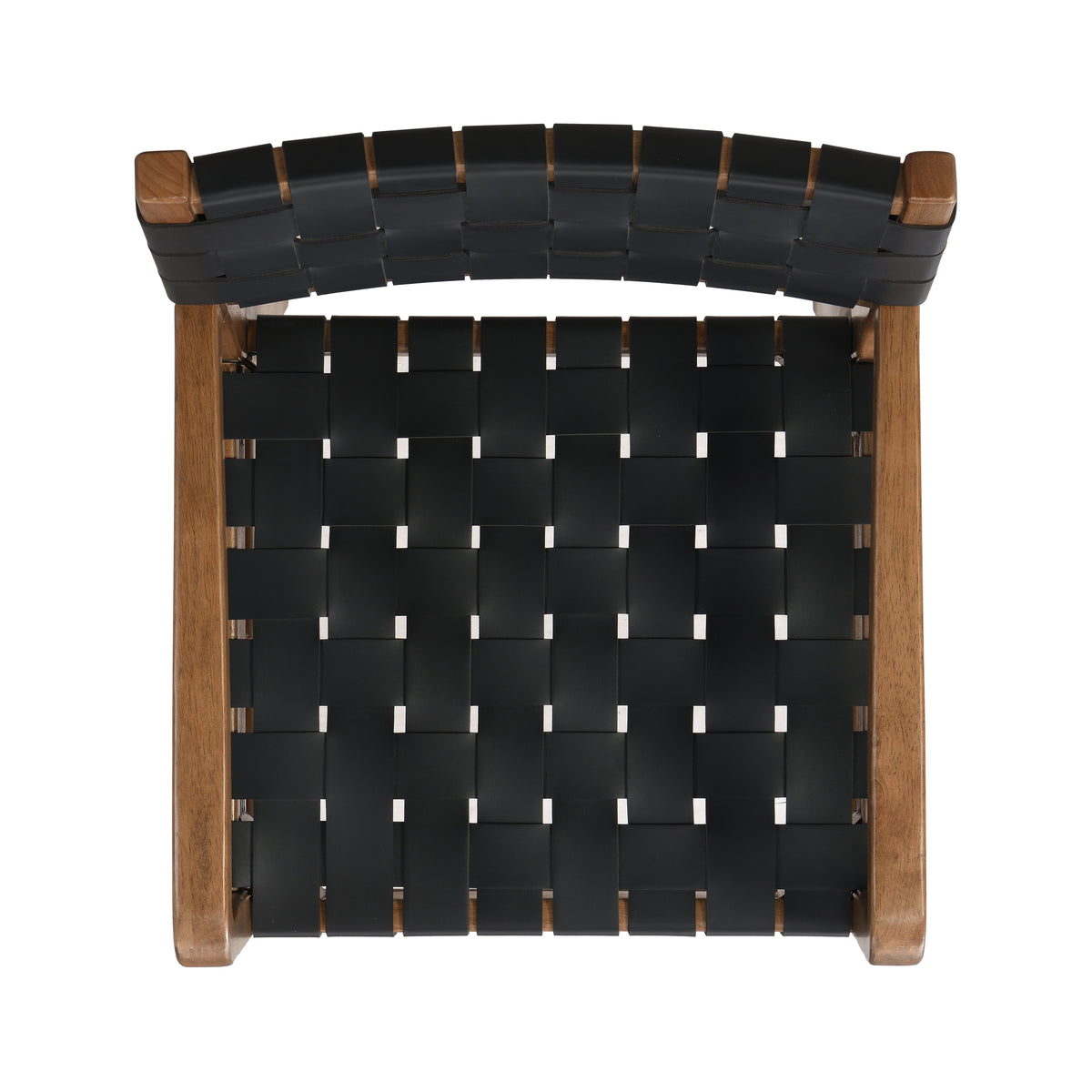 Vardar black dining chair showing woven faux leather back detail