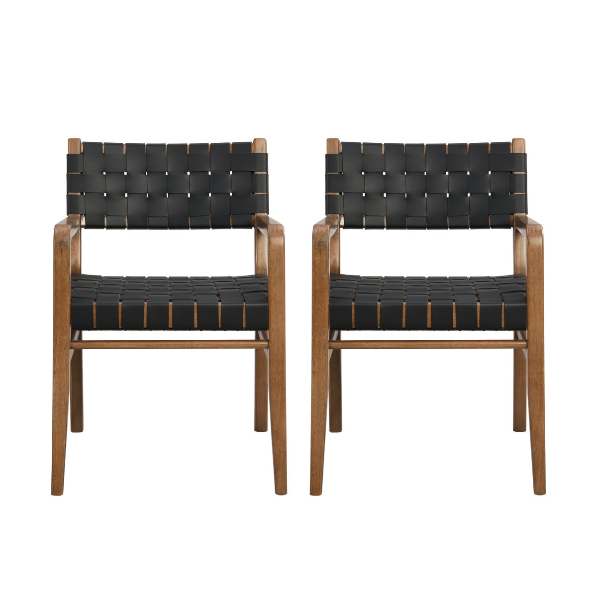 Vardar black dining chair showing set of 2 front view on a white background