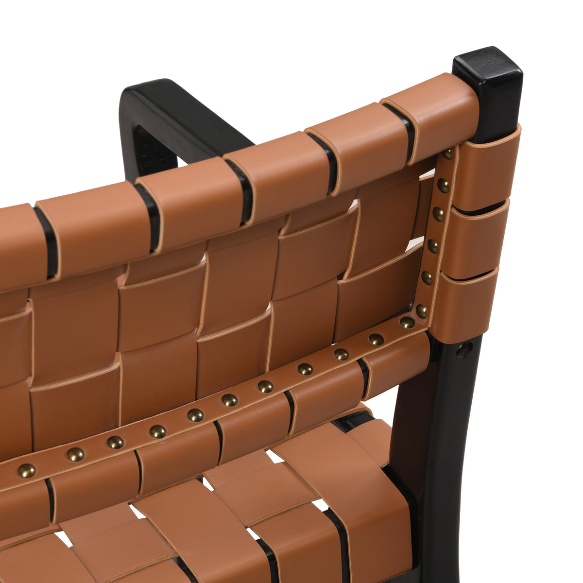 Vardar brown dining chair showing woven backrest detail