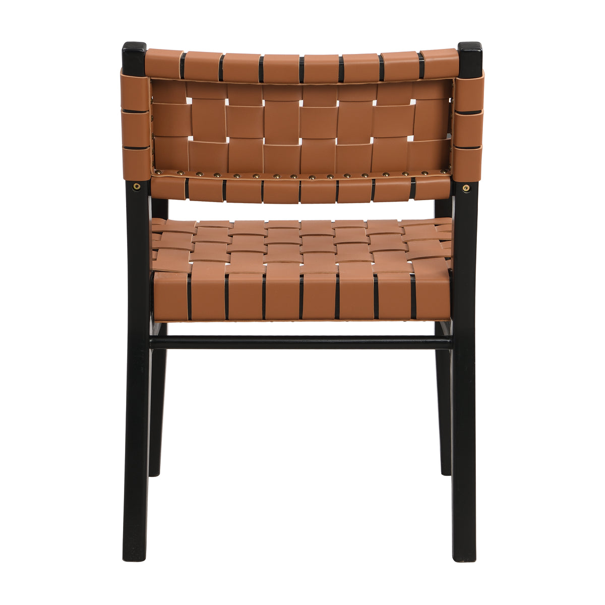 Vardar brown dining chair showing single chair rear view on a white background